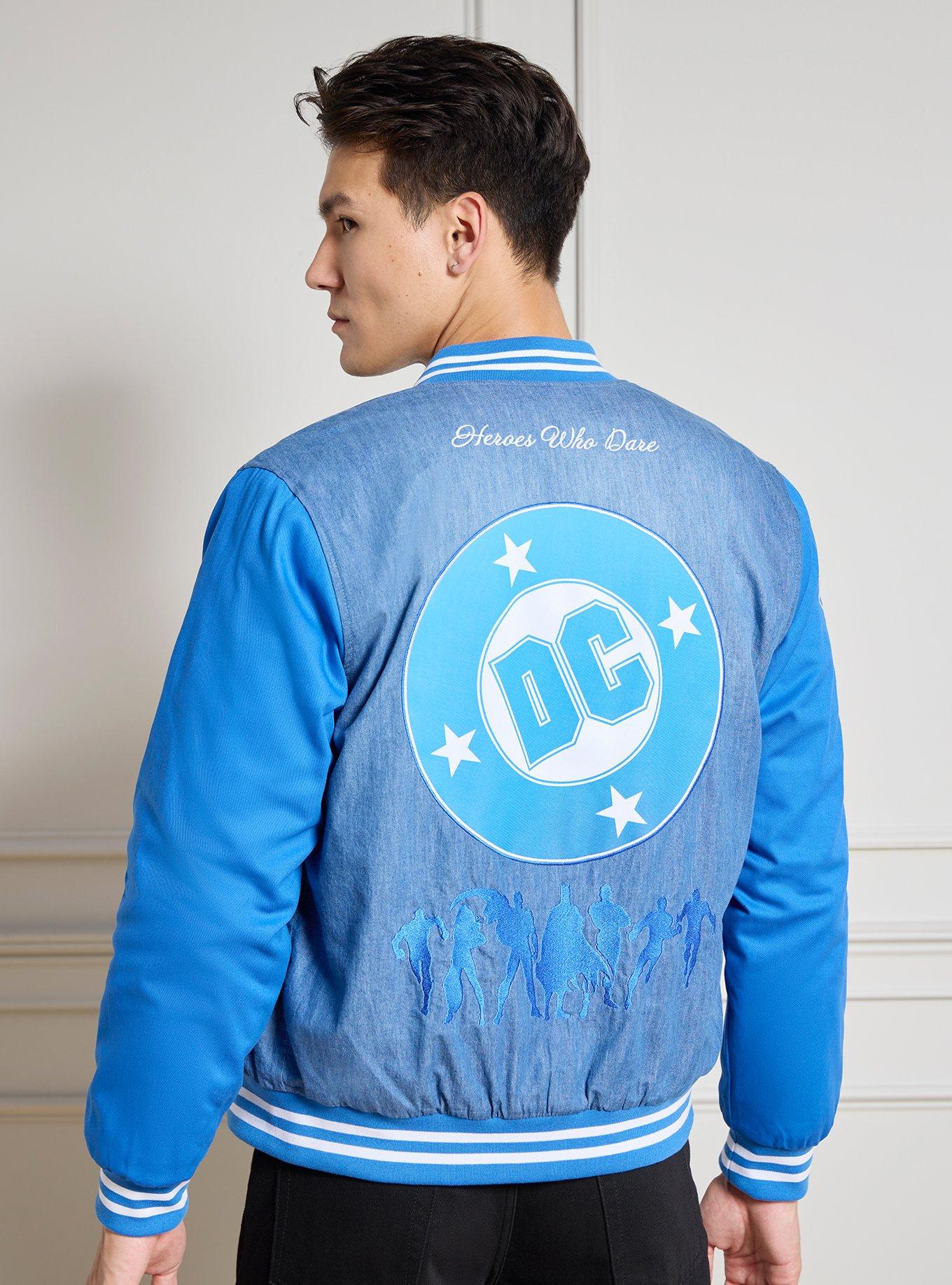 DC Studios Denim Varsity Jacket (BoxLunch 10th Anniversary) — BoxLunch Exclusive, , hi-res