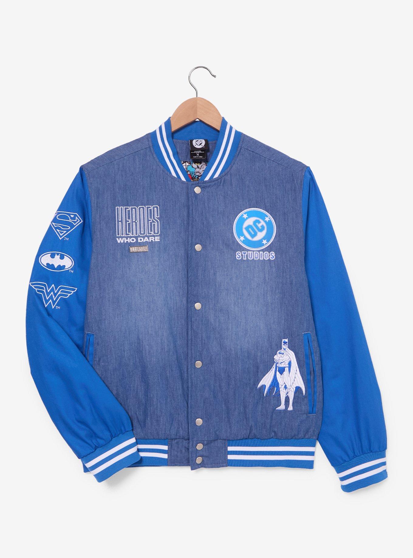 DC Studios Denim Varsity Jacket (BoxLunch 10th Anniversary) — BoxLunch Exclusive, MULTI, alternate