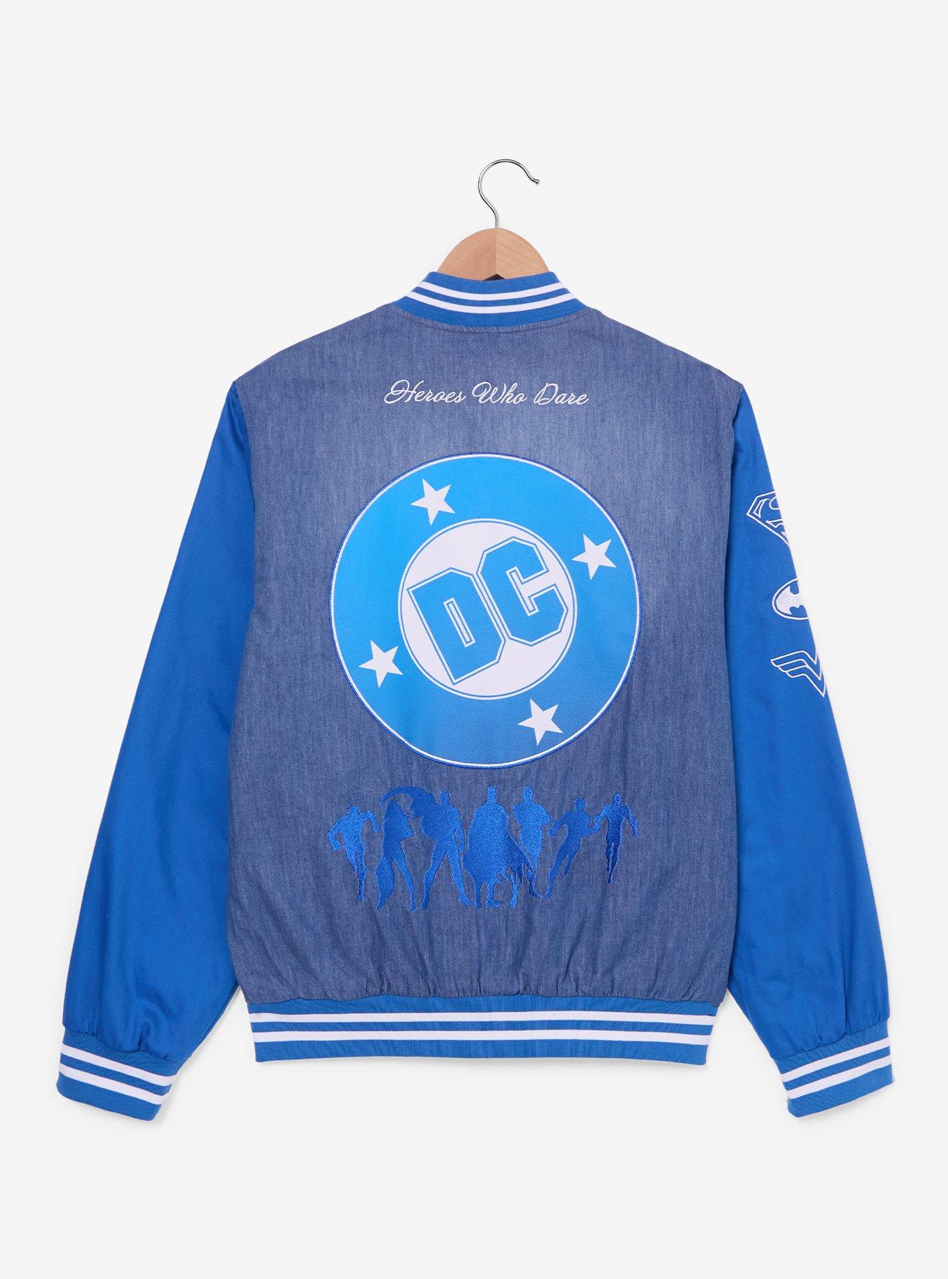DC Studios Denim Varsity Jacket (BoxLunch 10th Anniversary) — BoxLunch Exclusive, MULTI, alternate