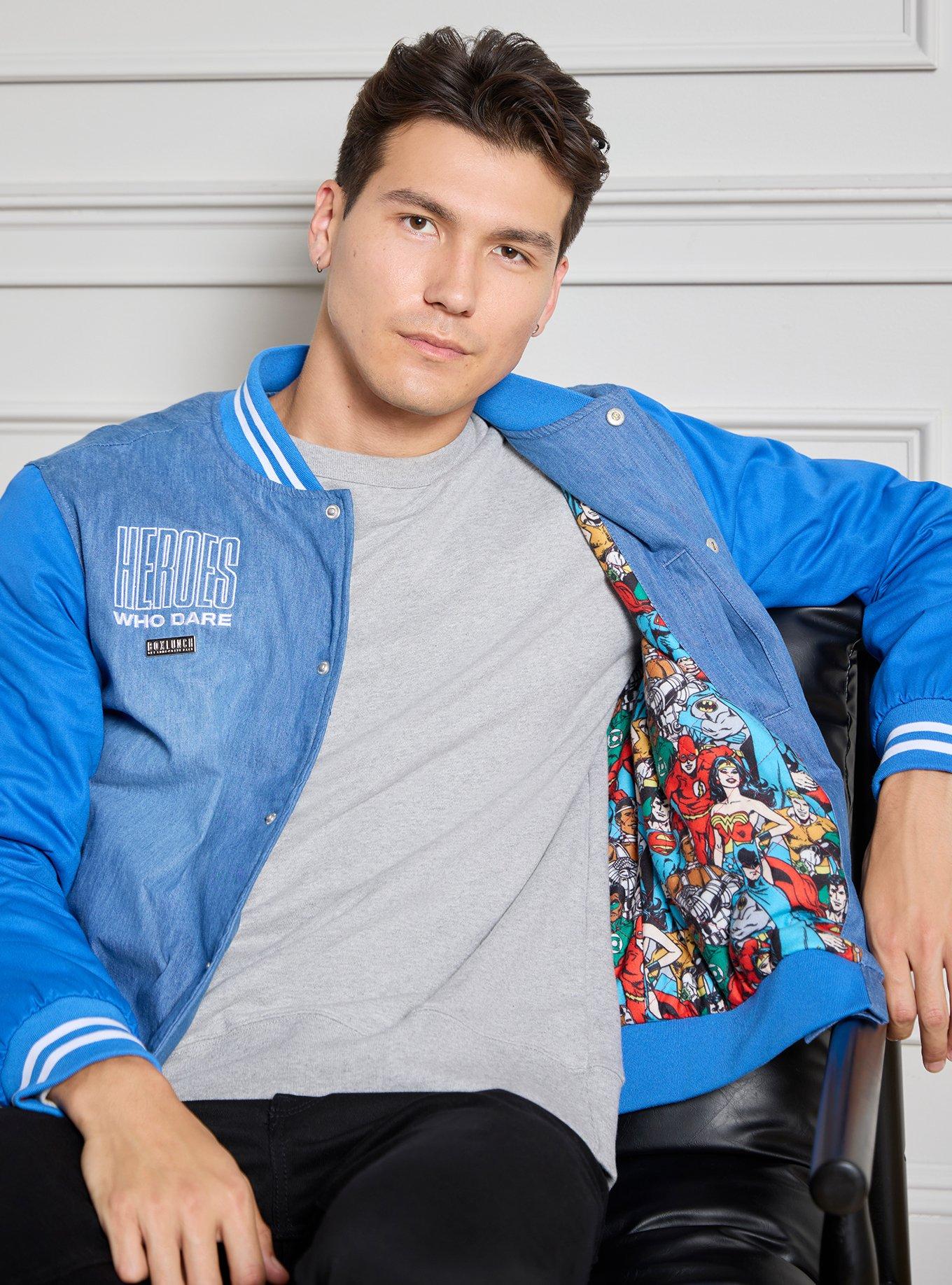 DC Studios Denim Varsity Jacket (BoxLunch 10th Anniversary) — BoxLunch Exclusive, MULTI, alternate