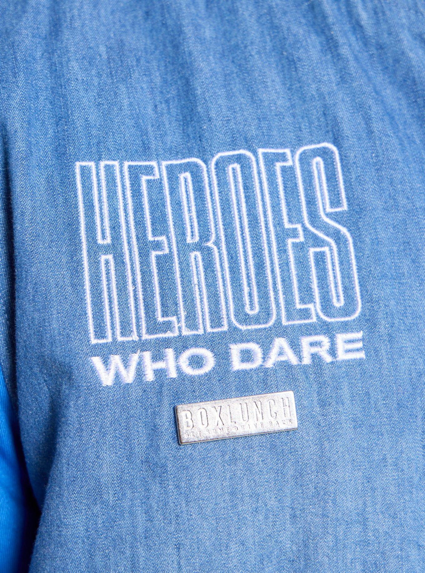 DC Studios Denim Varsity Jacket (BoxLunch 10th Anniversary) — BoxLunch Exclusive, MULTI, alternate