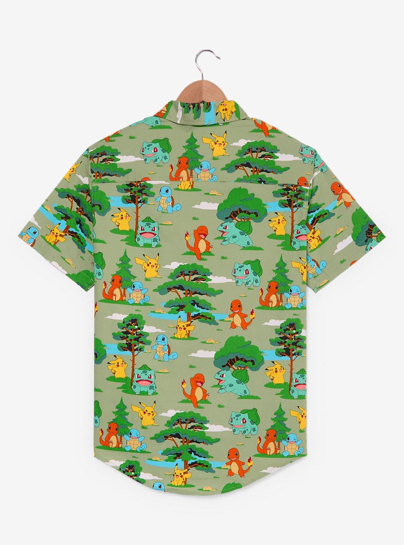 Pokémon Nature Tonal Allover Print Woven Button-Up — BoxLunch Exclusive, , hi-res