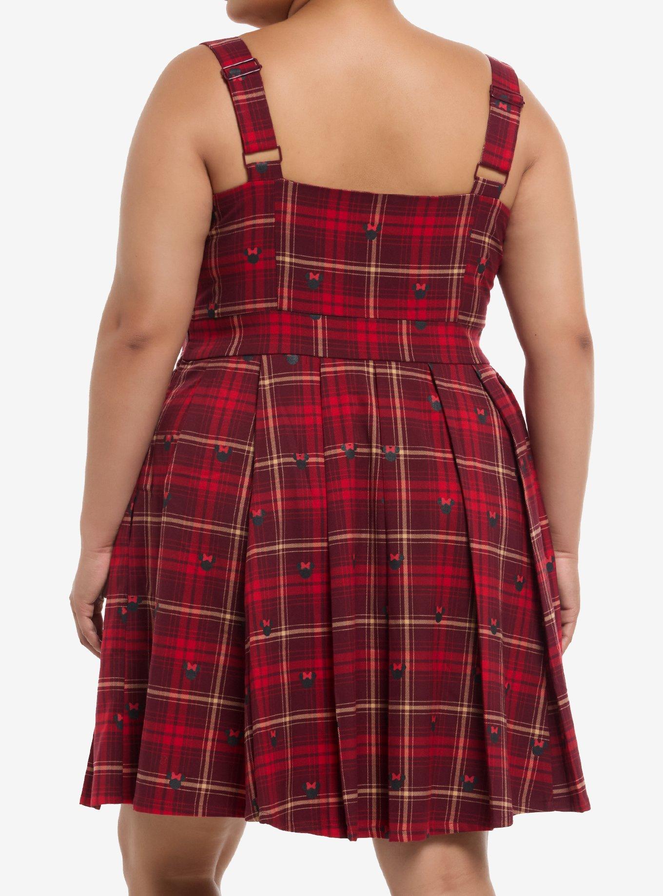 Her Universe Disney Minnie Mouse Plaid Sweetheart Dress Plus Size Her Universe Exclusive, PLAID - RED, alternate