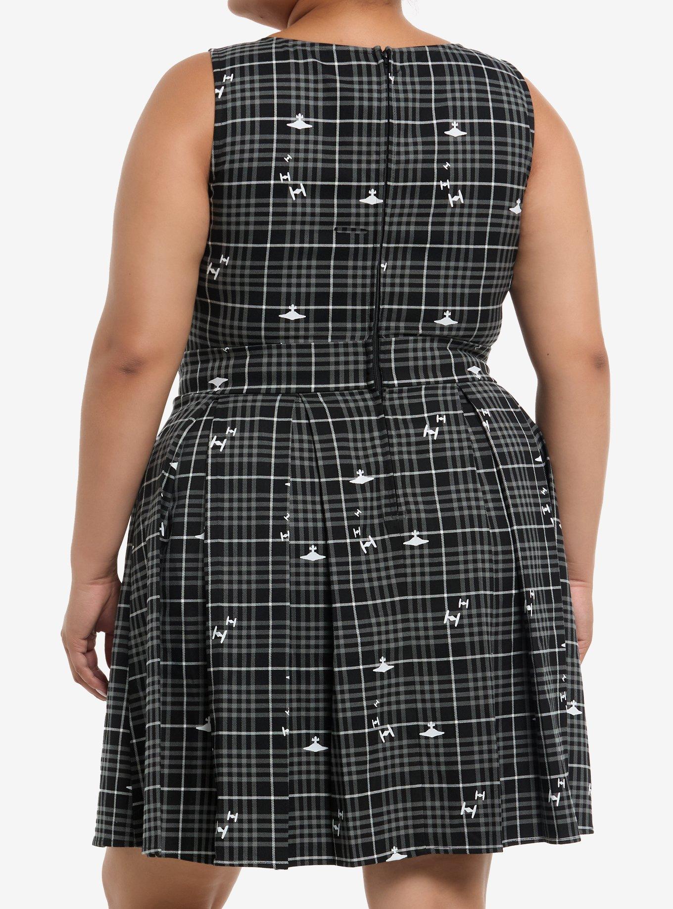 Her Universe Star Wars Ships Plaid Tank Dress Plus Size Her Universe Exclusive, PLAID - BLACK, alternate