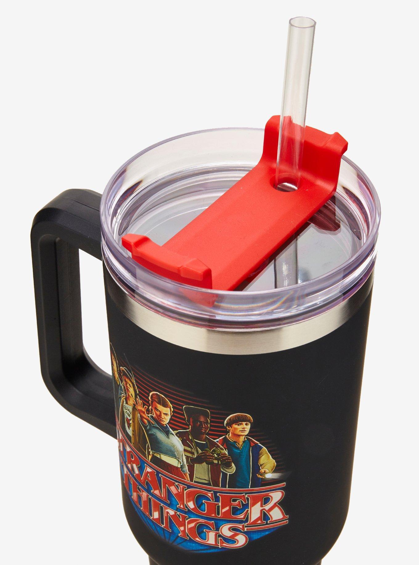 Stranger Things Group Photo Straw Tumbler with Handle — BoxLunch Exclusive, , hi-res
