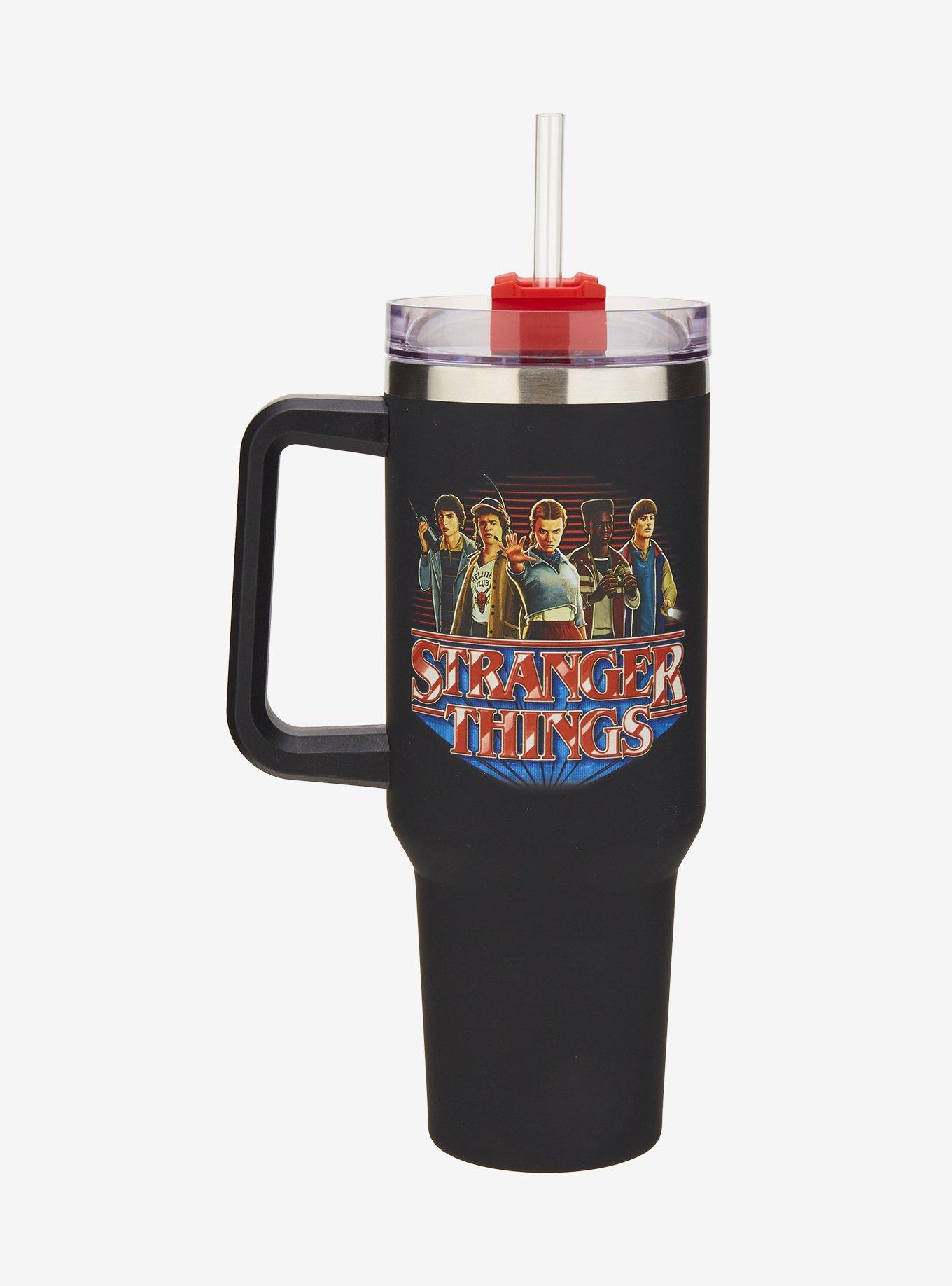 Stranger Things Group Photo Straw Tumbler with Handle — BoxLunch Exclusive