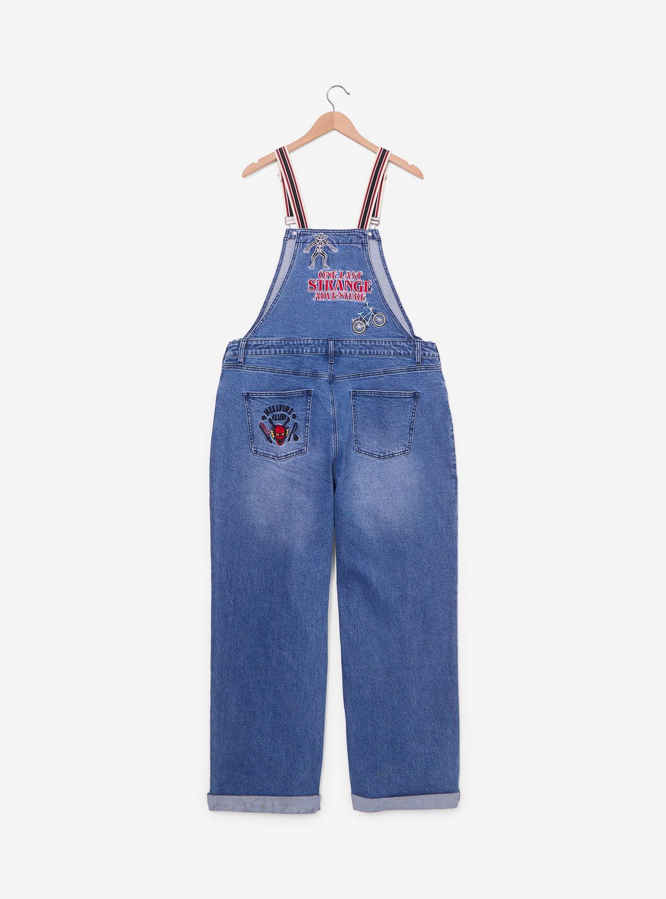 Stranger Things Patches Women's Plus Size Denim Overalls - BoxLunch Exclusive, , hi-res