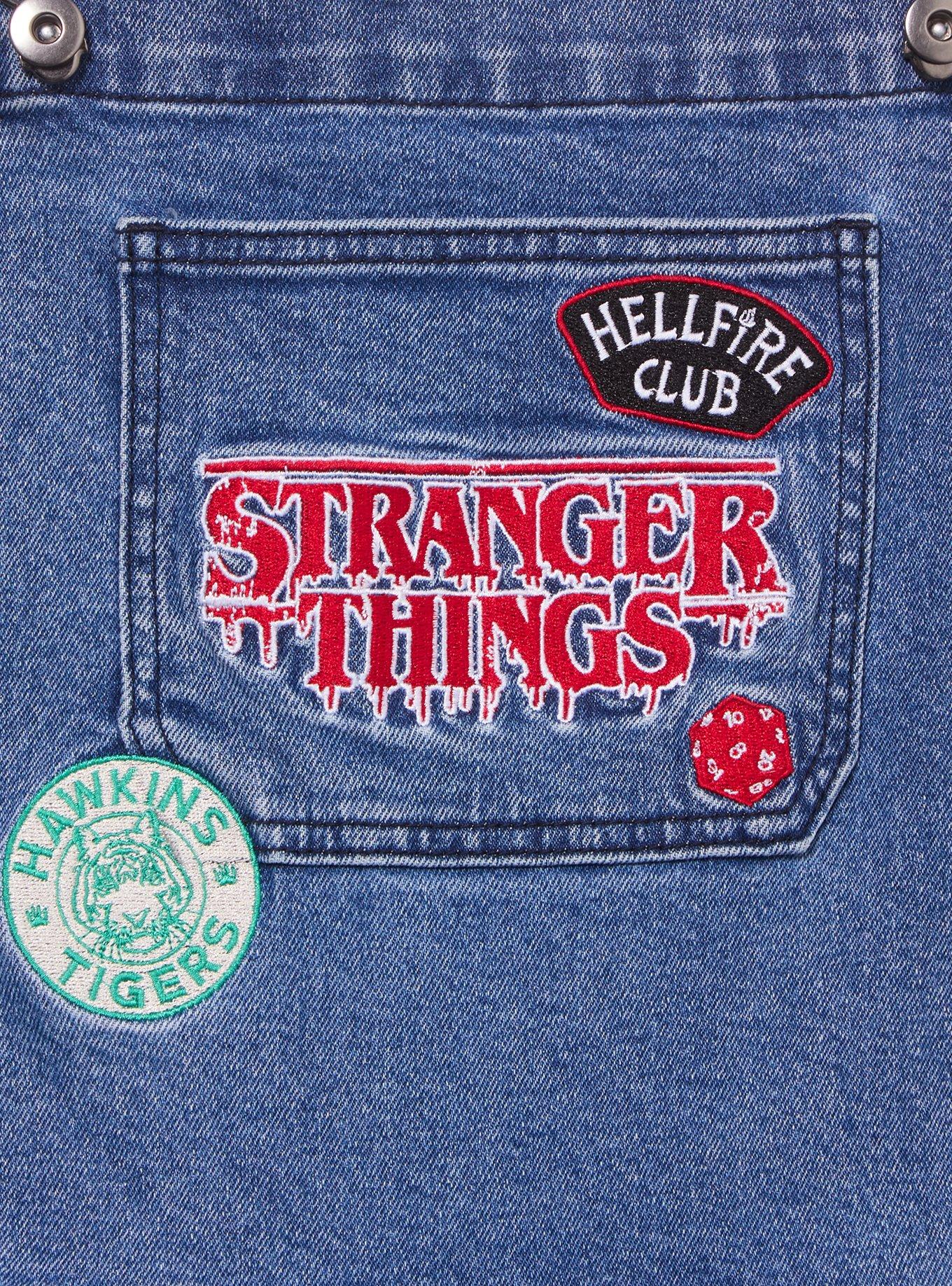 Stranger Things Patches Women's Plus Size Denim Overalls - BoxLunch Exclusive, DENIM, alternate