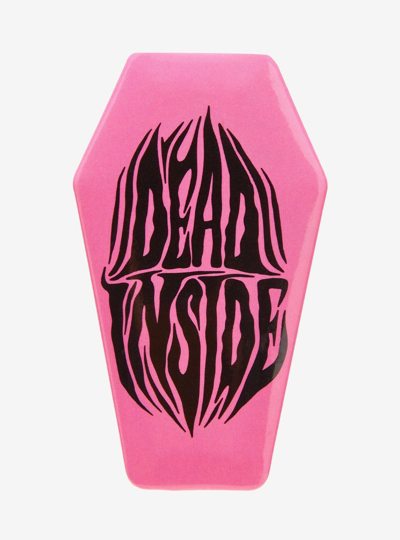 Dead Inside Pink Coffin Button, , hi-res