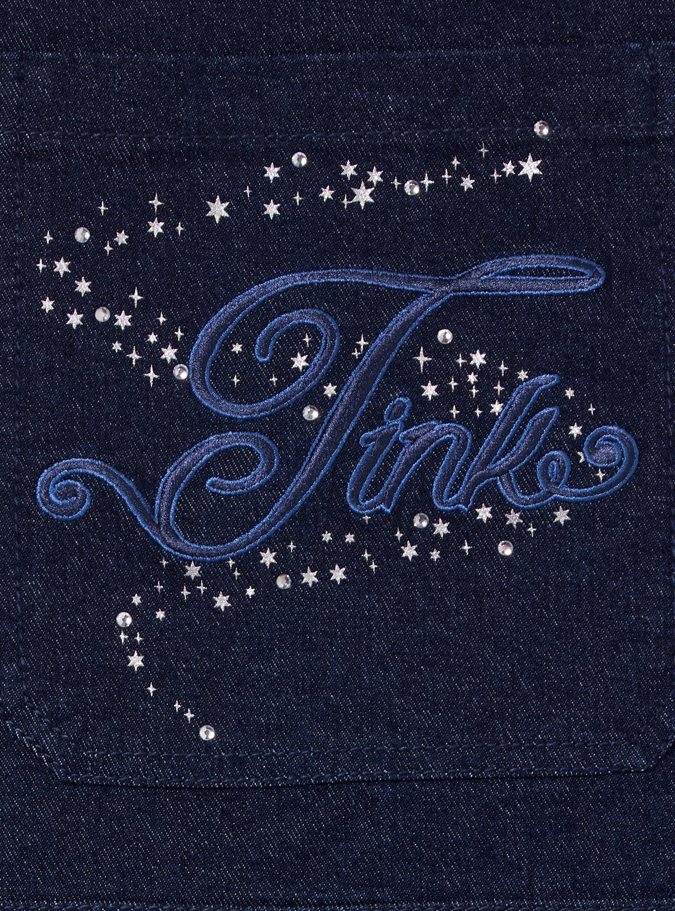 Disney Peter Pan Tinker Bell Sparkle Plus Size Overall Dress &mdash; BoxLunch Exclusive, DENIM, alternate