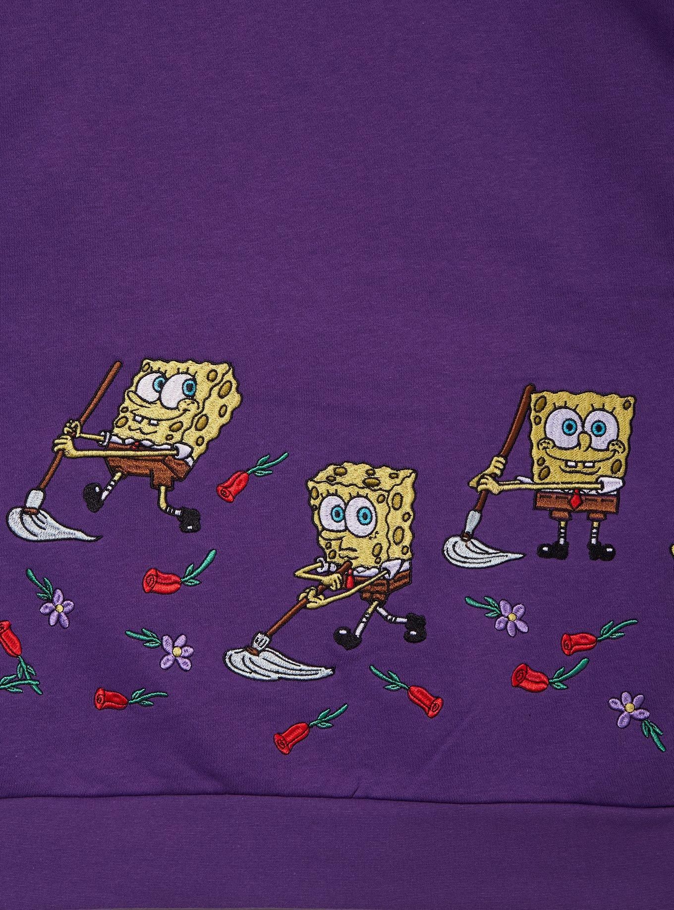 SpongeBob SquarePants Jellyfish Catching Embroidered Crewneck - BoxLunch Exclusive, PURPLE, alternate