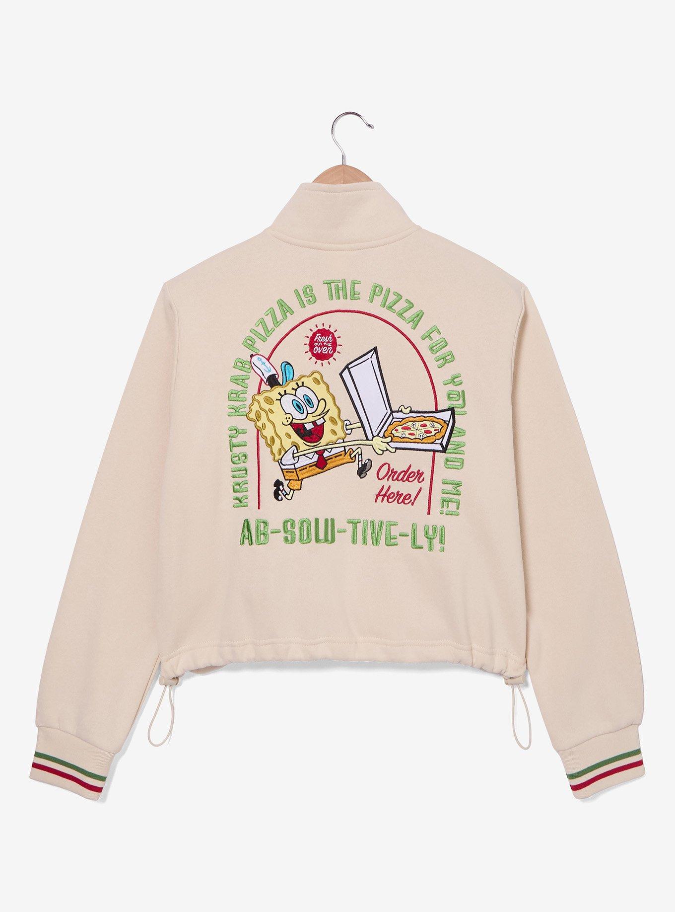 SpongeBob SquarePants Krusty Krab Pizza Logo Women's Cropped Quarter Zip Crewneck - BoxLunch Exclusive, , hi-res