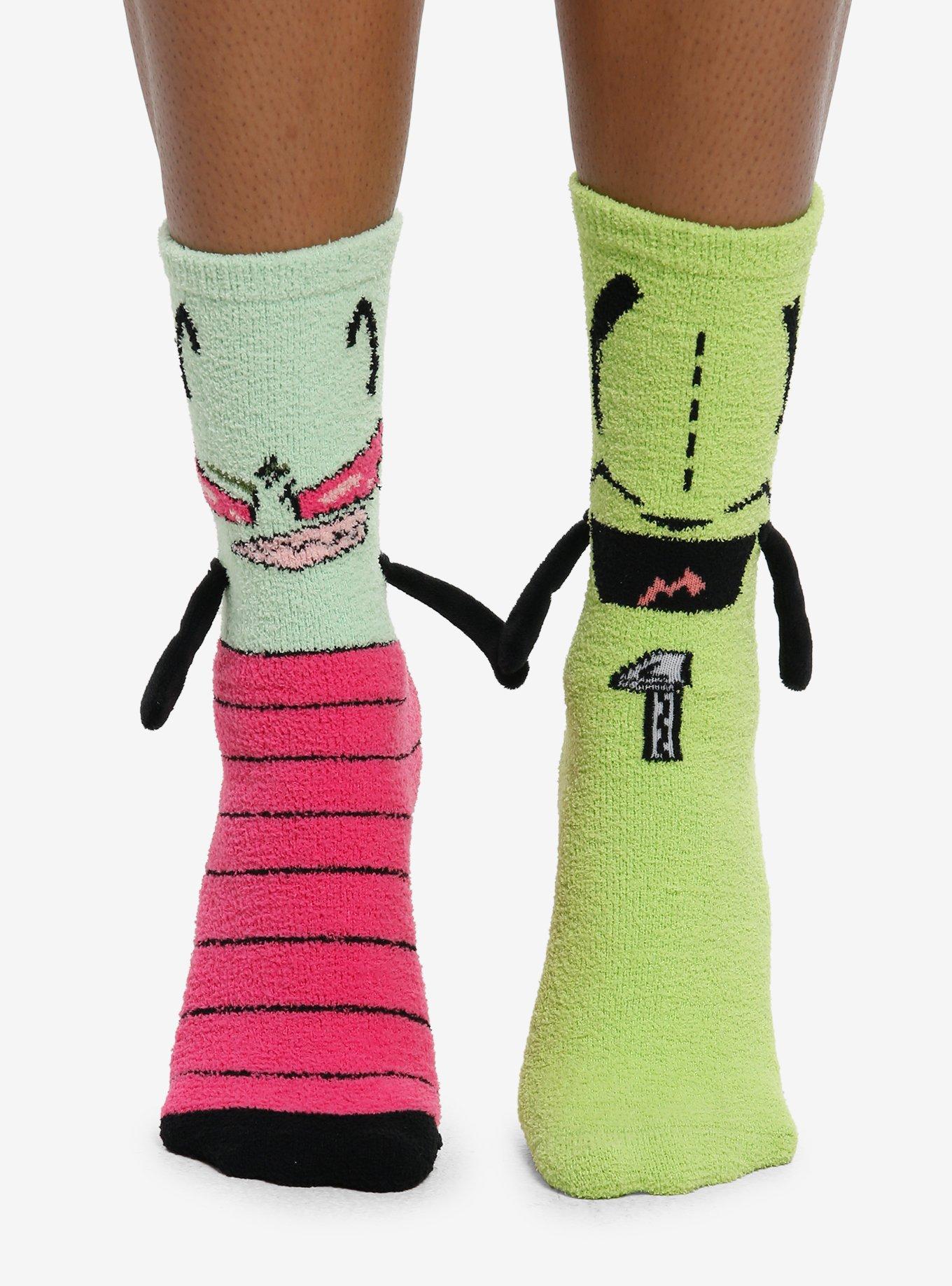 Invader Zim GIR & Zim Magnetic Arms Mismatch Fuzzy Socks, , hi-res