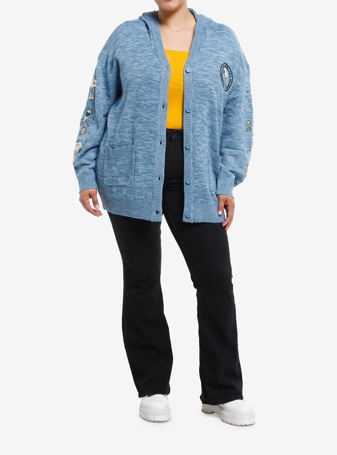 Peanuts Snoopy & Woodstock Oversized Hooded Cardigan Plus Size, , hi-res