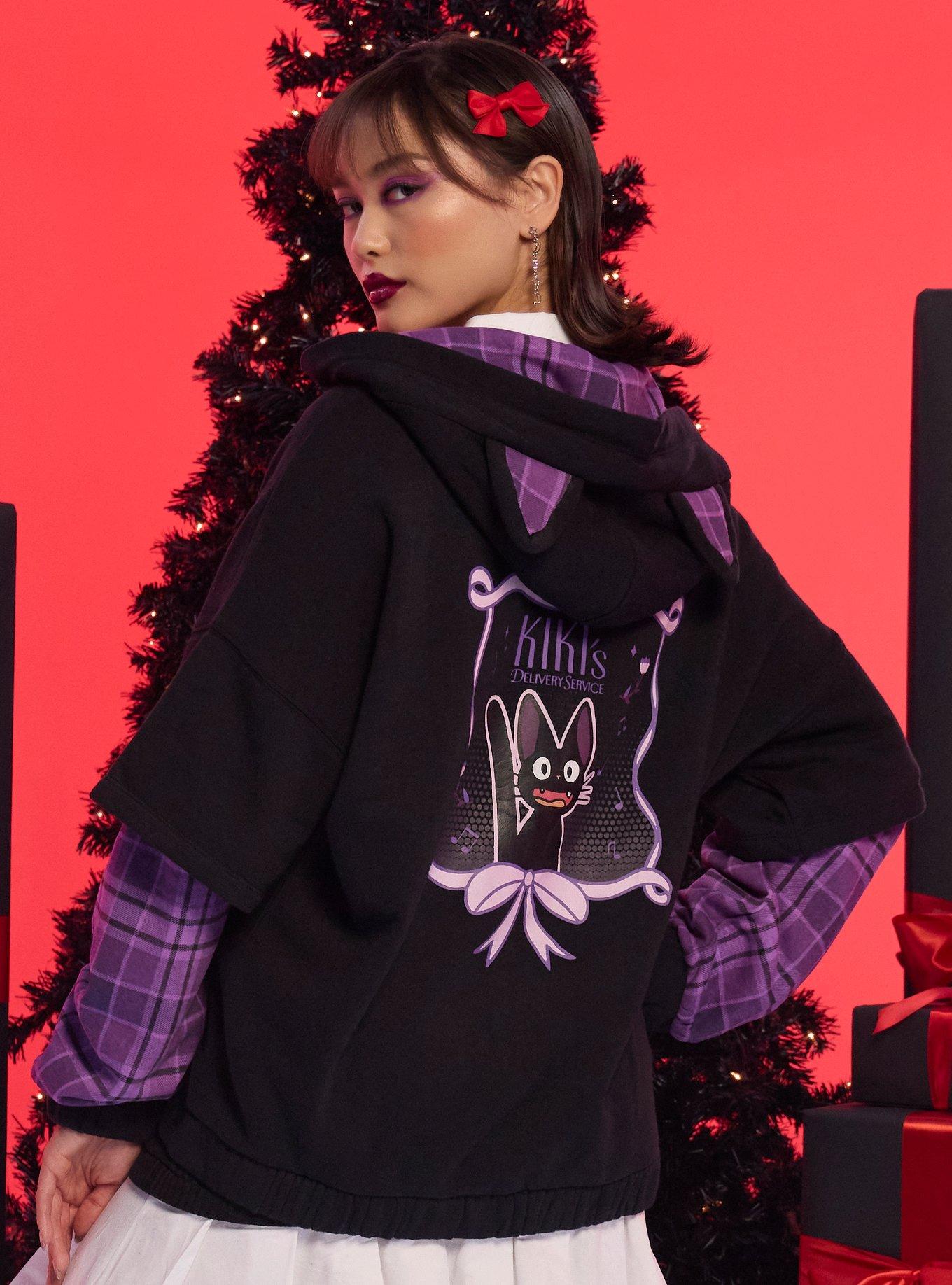 Her Universe Studio Ghibli® Kiki's Delivery Service Jiji Plaid Twofer Hoodie, , hi-res