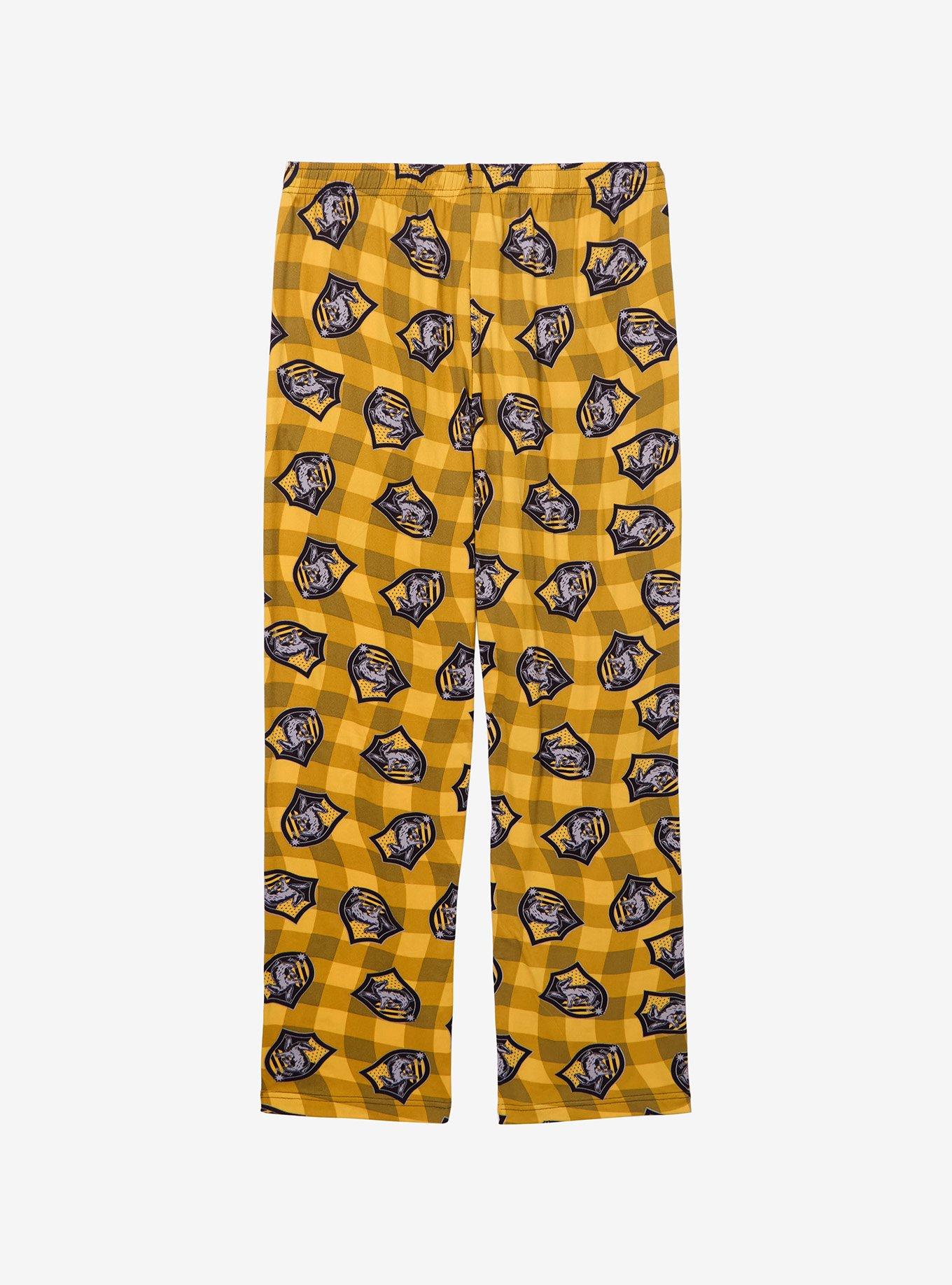 Harry Potter Hufflepuff Checkered Allover Print Sleep Pants — BoxLunch Exclusive, , hi-res