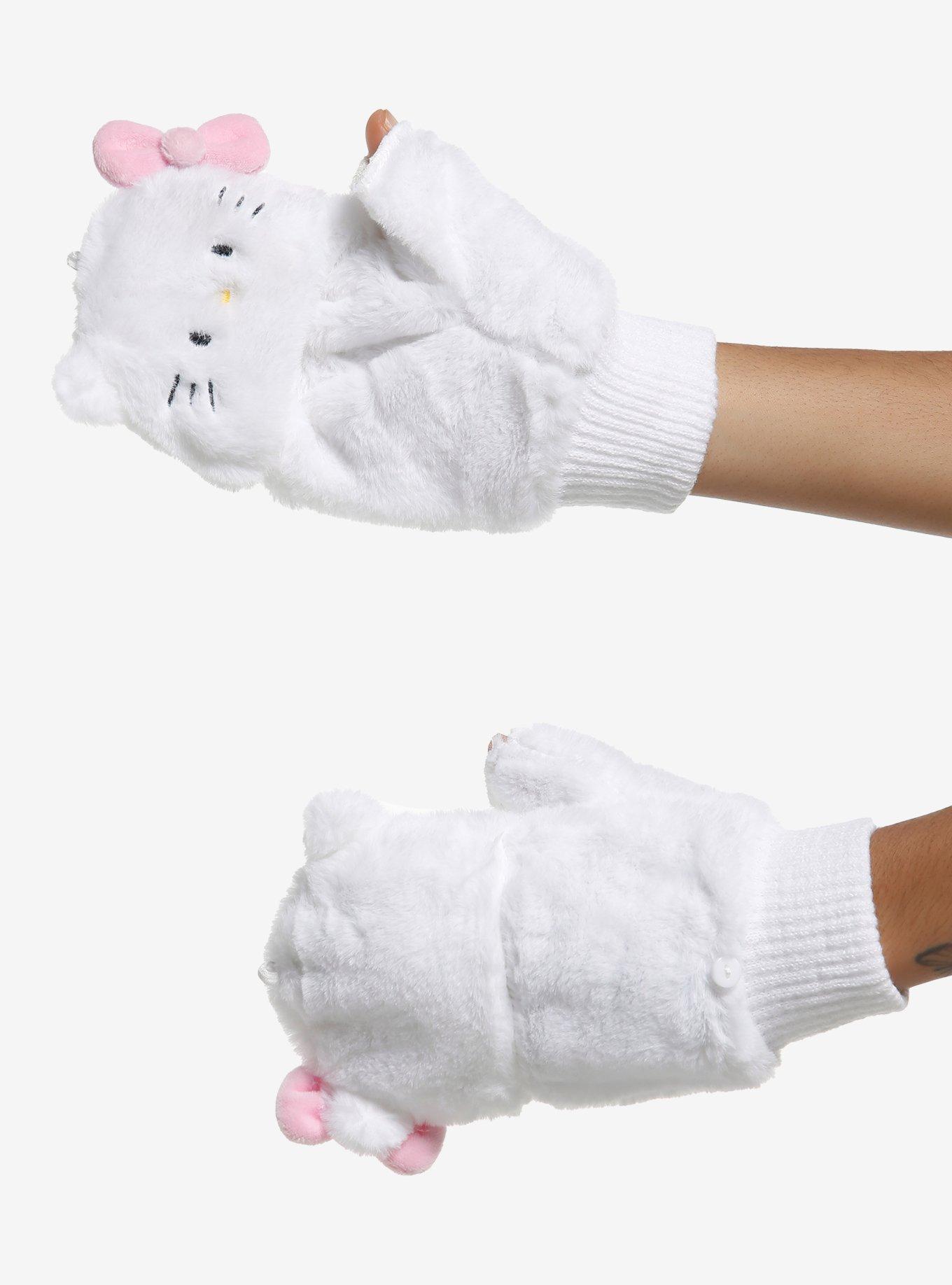 Hello Kitty Plush Convertible Gloves, , hi-res