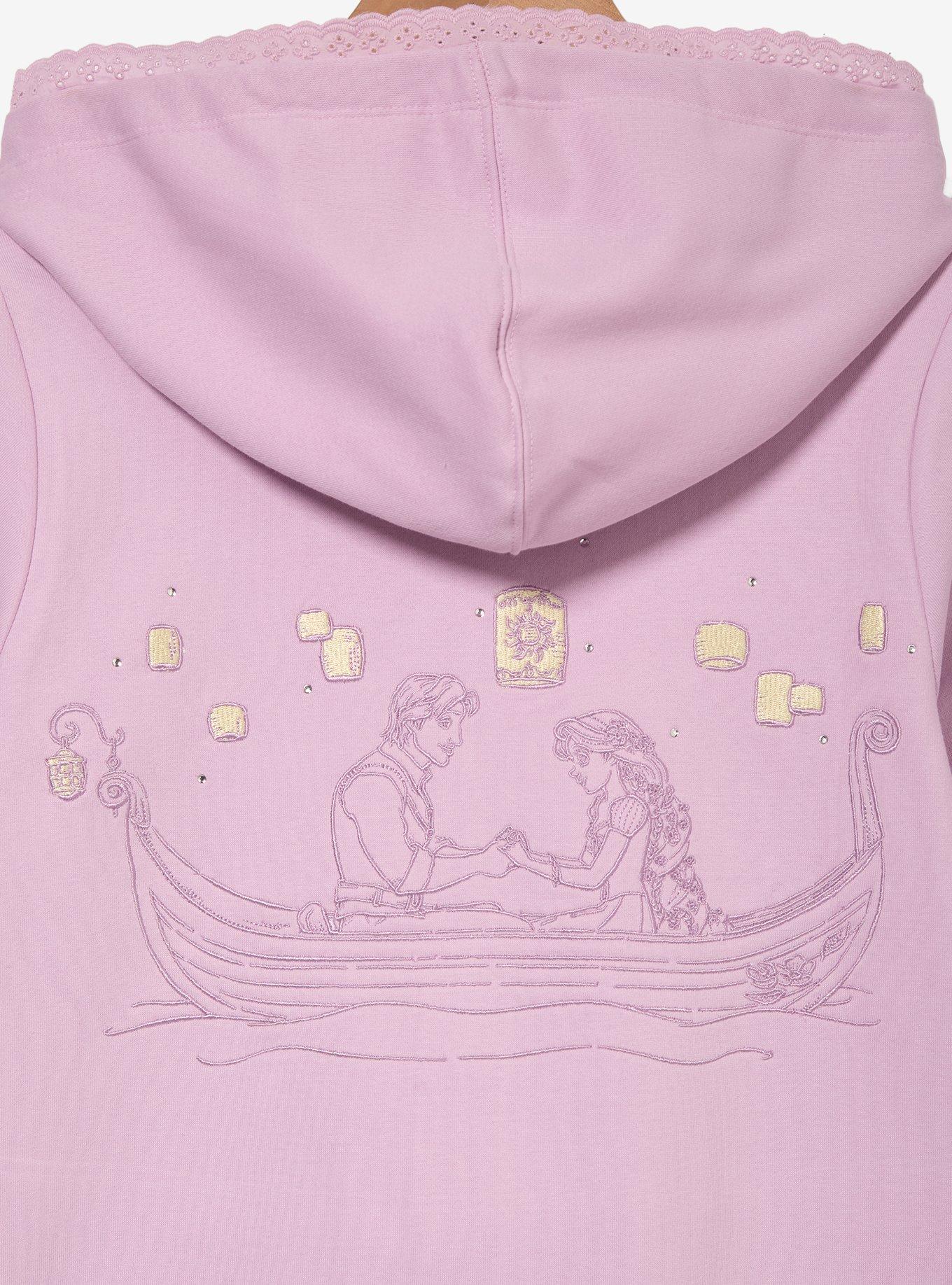 Disney Tangled Rhinestone Women's Plus Size Zippered Hoodie - BoxLunch Exclusive, LIGHT PURPLE, alternate