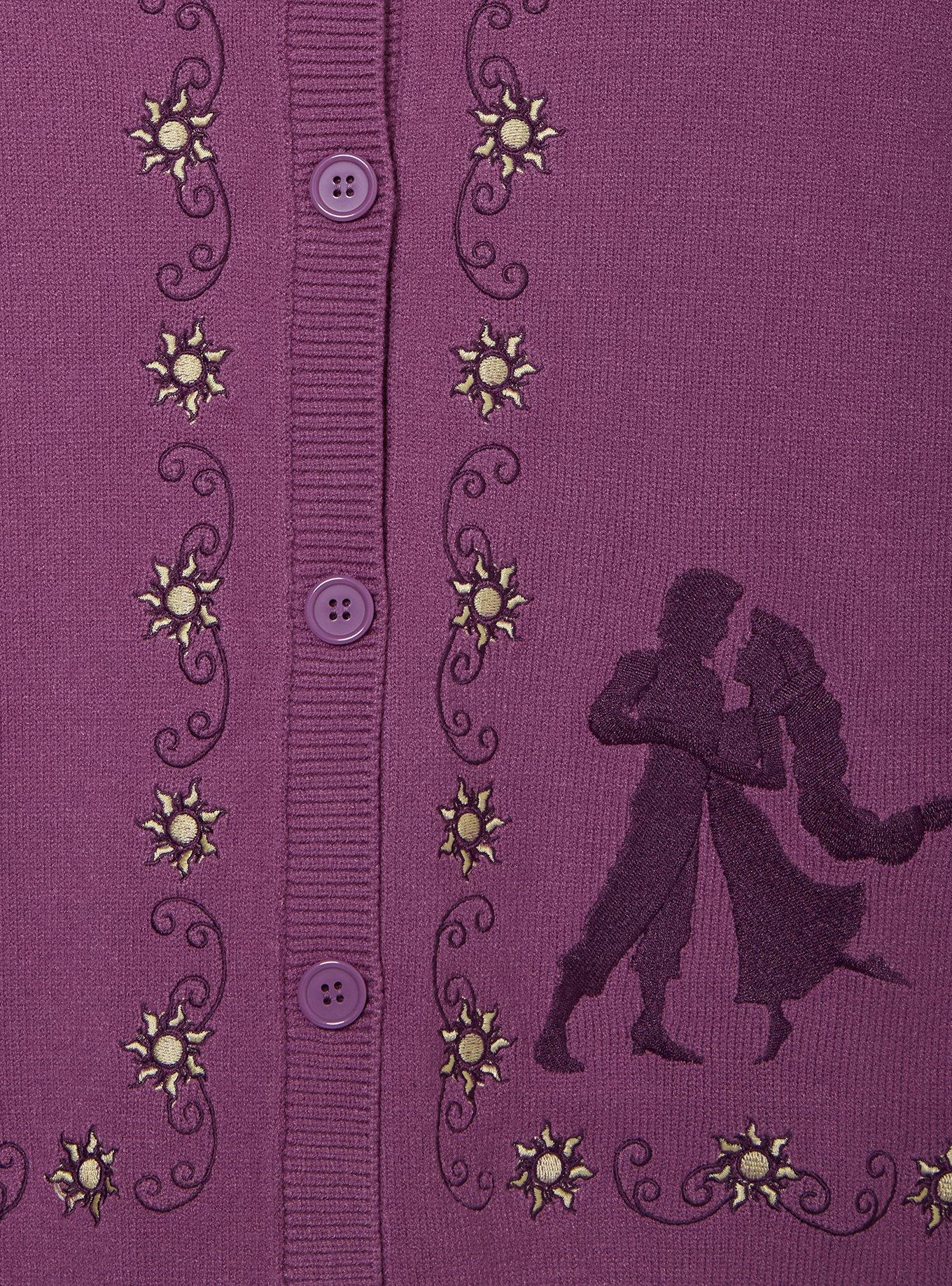 Disney Tangled Corona Suns Embroidered Women's Plus Size Cardigan - BoxLunch Exclusive, PURPLE, alternate
