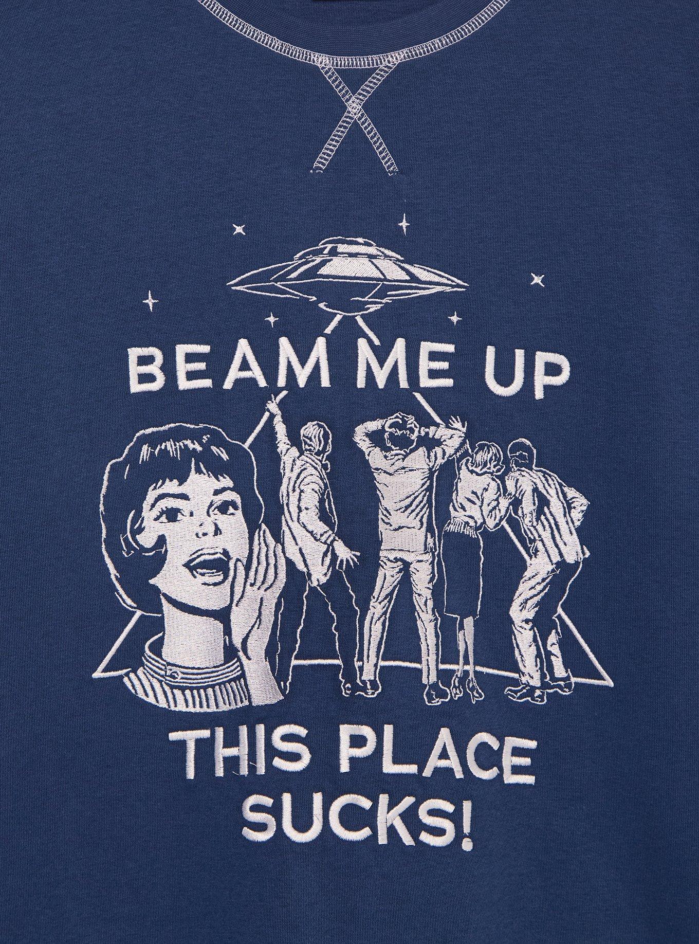 Stranger Things Beam Me Up Women's Crewneck — BoxLunch Exclusive, DARK BLUE, alternate