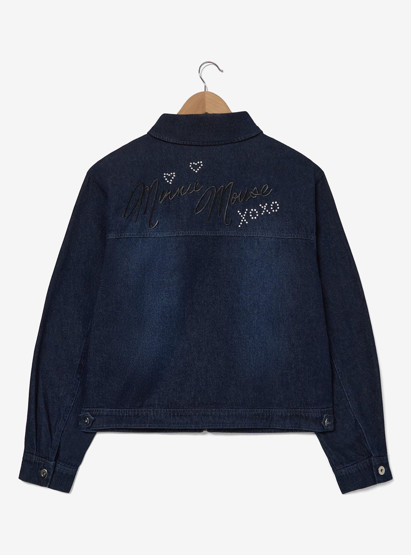 Disney Minnie Mouse Rhinestone Women's Plus Size Denim Jacket - BoxLunch Exclusive, DENIM, alternate