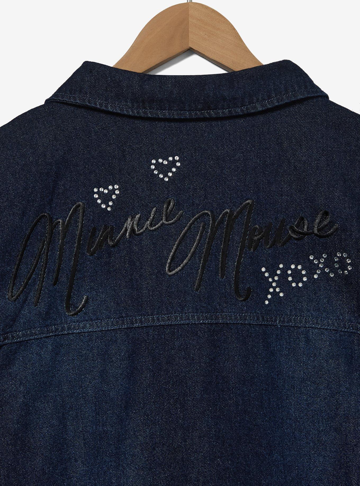 Disney Minnie Mouse Rhinestone Women's Plus Size Denim Jacket - BoxLunch Exclusive, DENIM, alternate