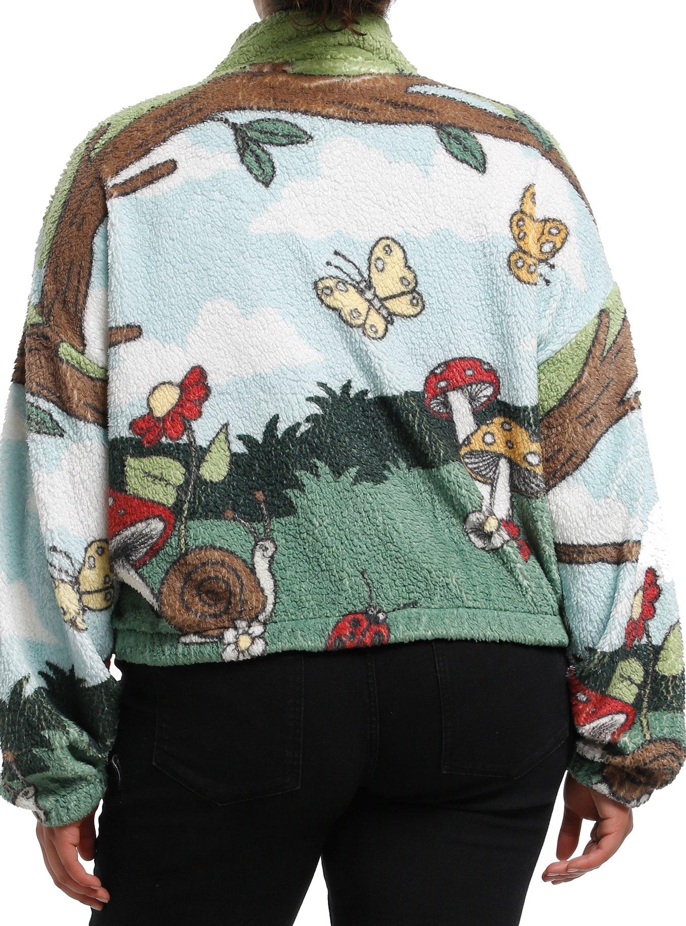 Thorn & Fable Ghost Swing Sherpa Girls Crop Sweater Plus Size, , hi-res