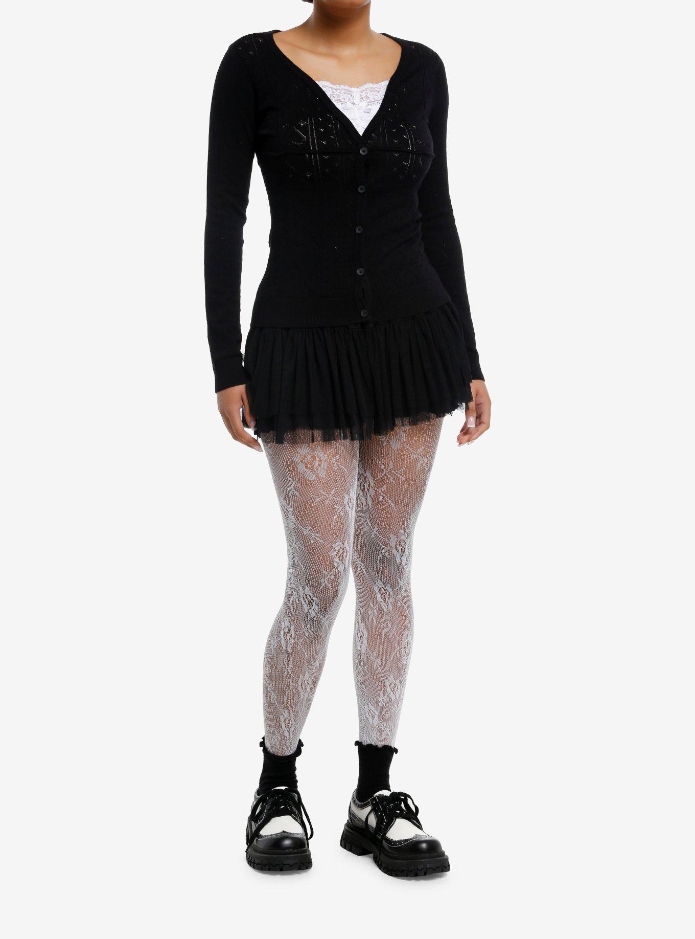 Social Collision Black & White Girls Twofer Cardigan, , hi-res