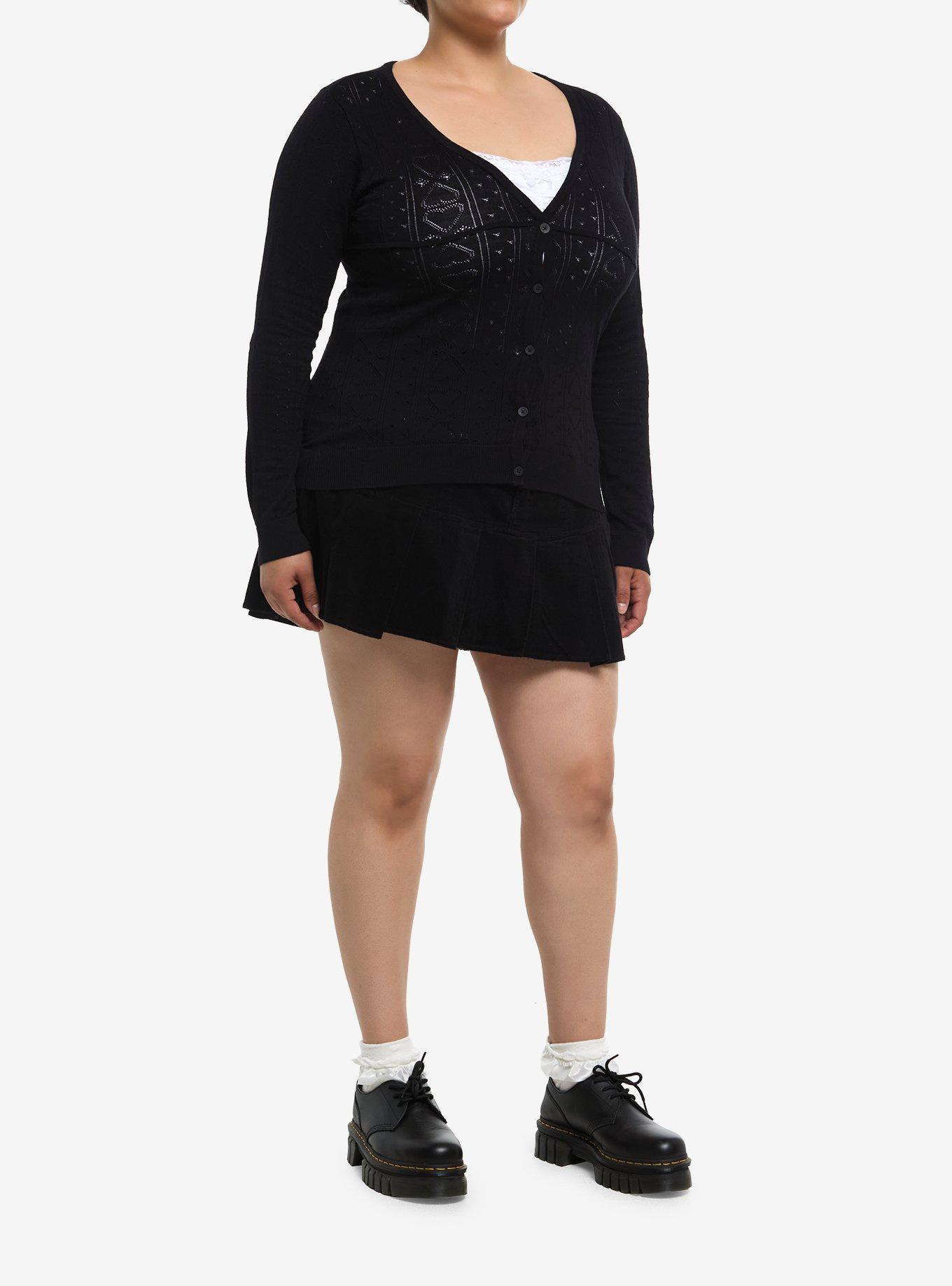 Social Collision Black & White Girls Twofer Cardigan Plus Size, , hi-res