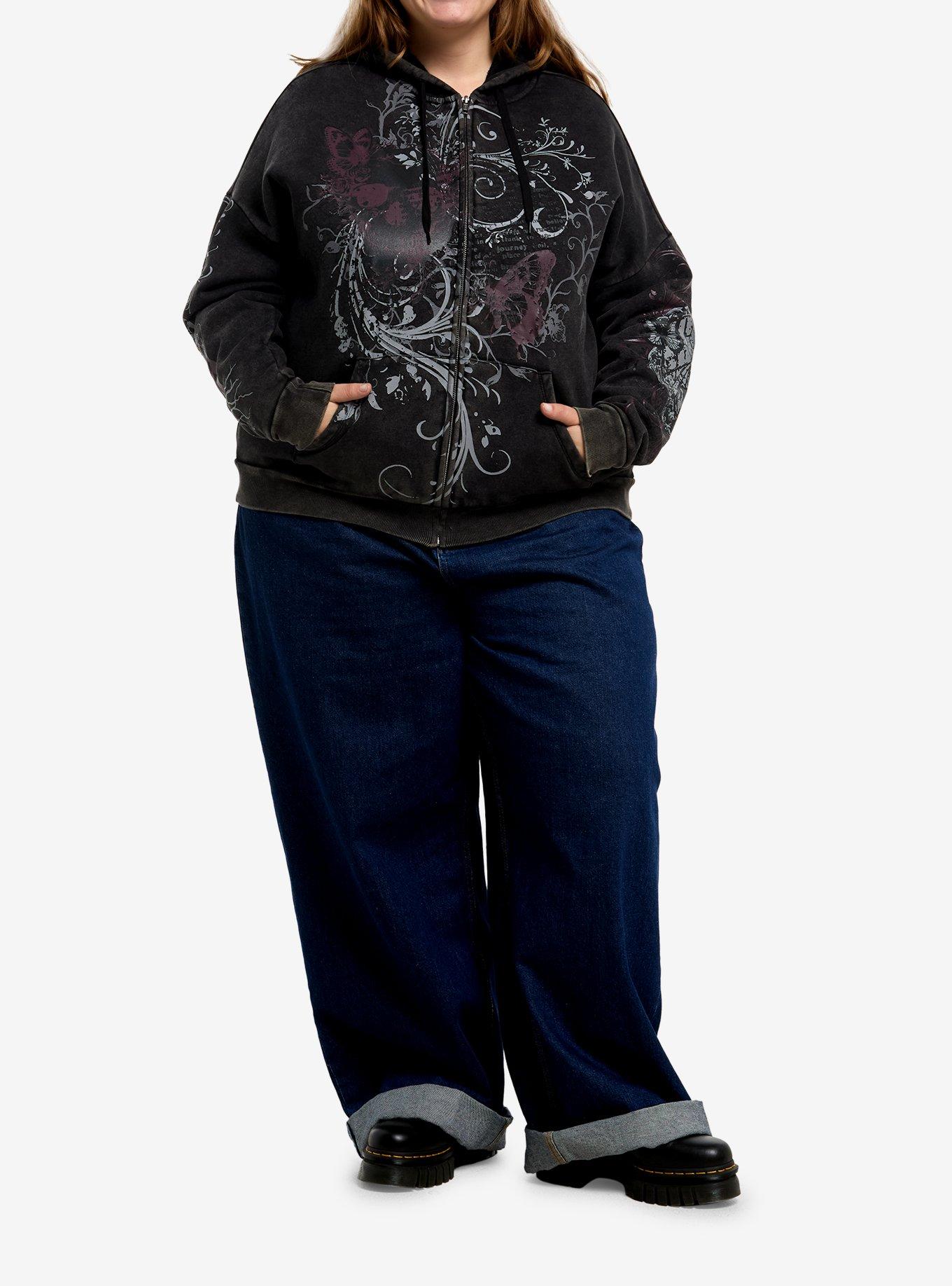 Social Collision Butterfly & Cross Girls Hoodie Plus Size, , hi-res