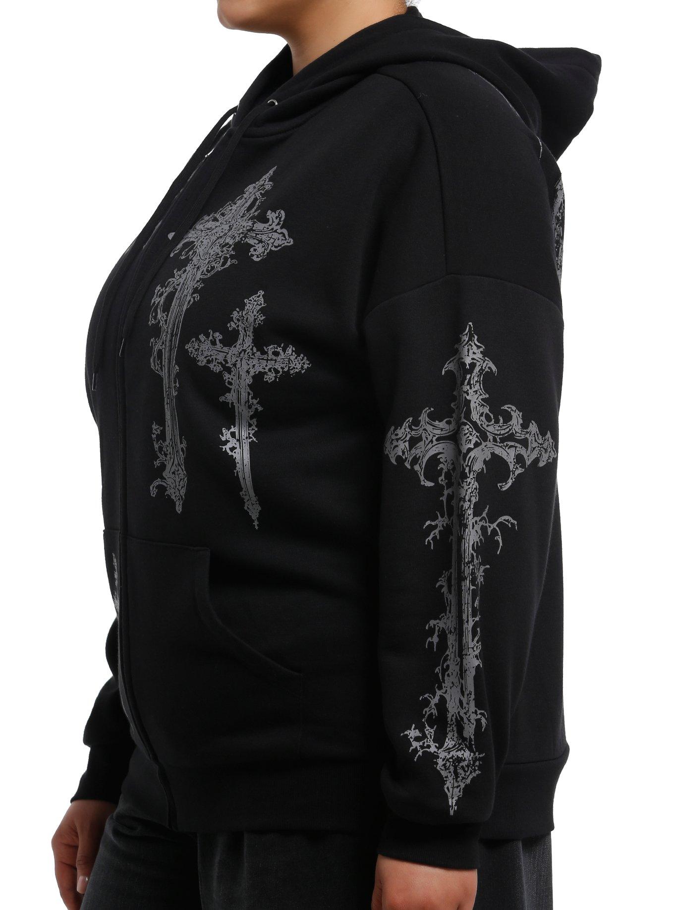 Faith Over Fear Crosses Girls Hoodie Plus Size, GREY, alternate