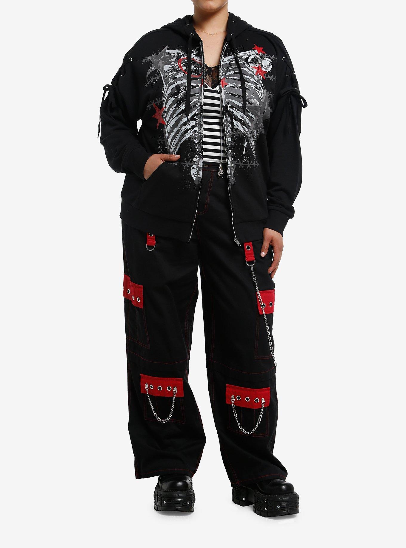 Social Collision Rib Cage Star Lace-Up Girls Hoodie Plus Size, , hi-res