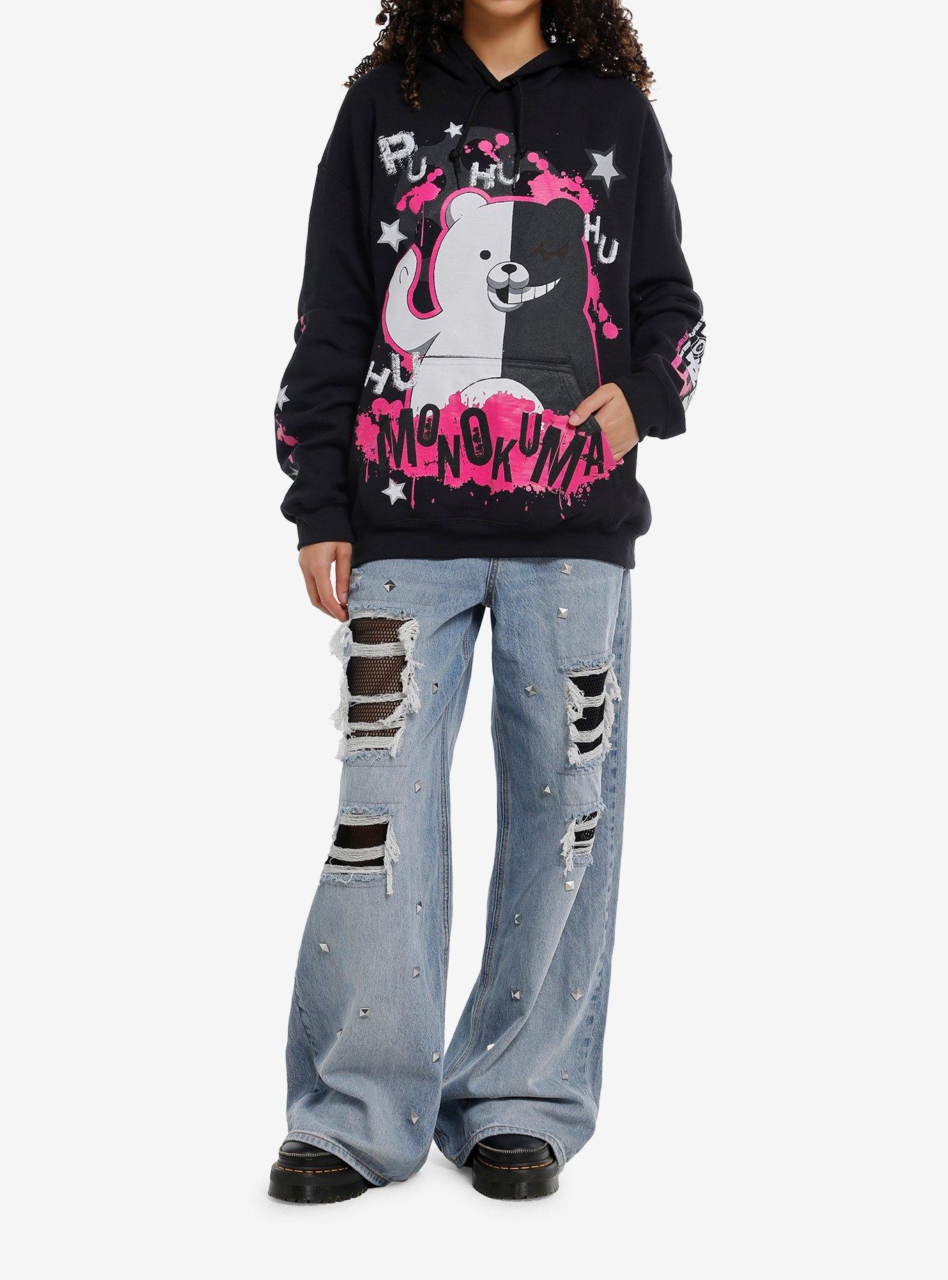 Danganronpa Monokuma Jumbo Print Hoodie, HOT PINK, alternate