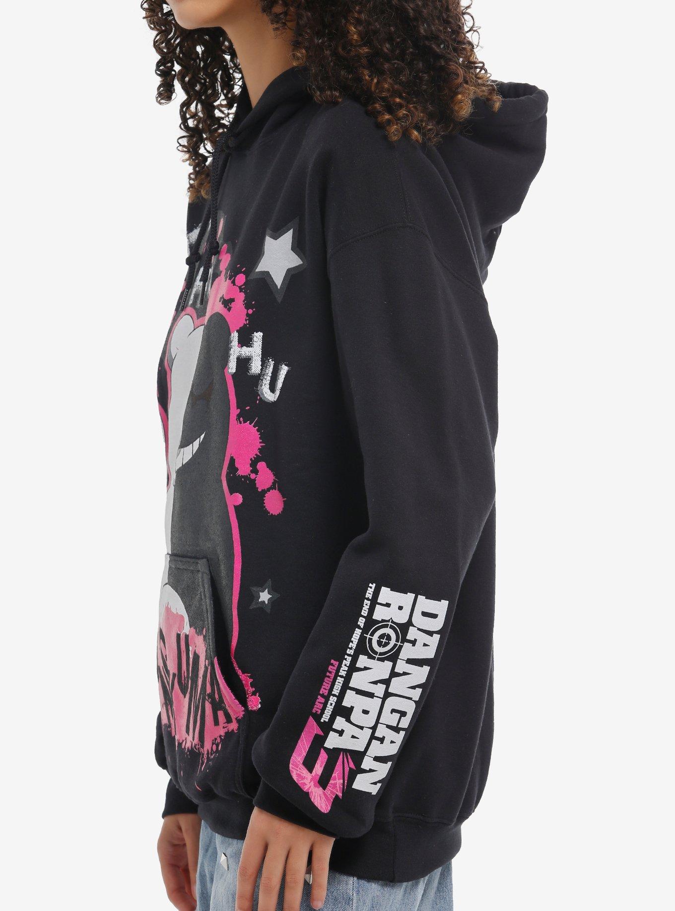 Danganronpa Monokuma Jumbo Print Hoodie, HOT PINK, alternate