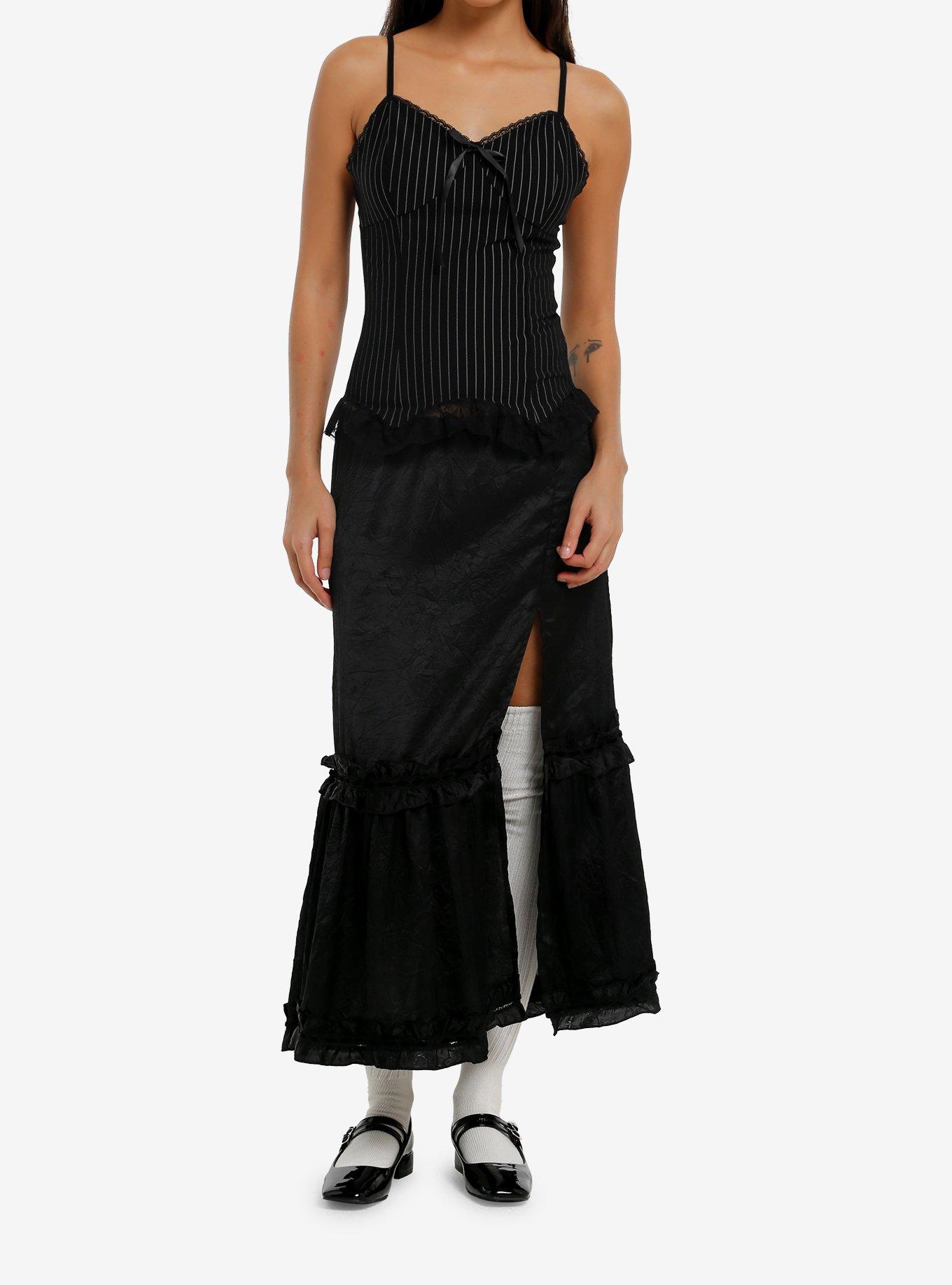 Black Pinstripe Lace Girls Cami, , hi-res