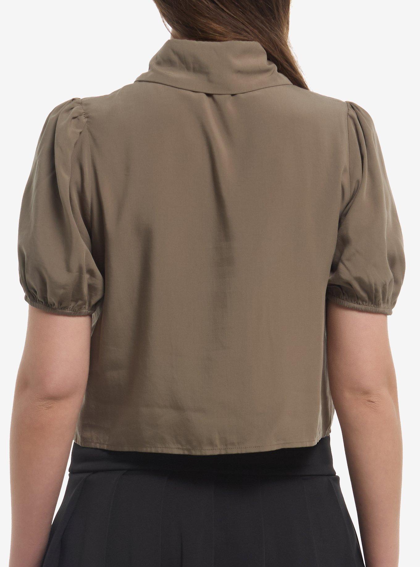 Thorn & Fable Brown-Green Girls Woven Button-Up, , hi-res