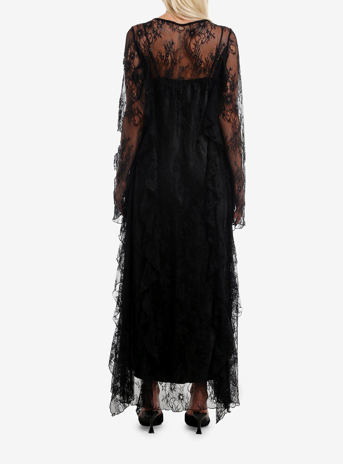 Cosmic Aura Black Lace Ruffle Duster, , hi-res