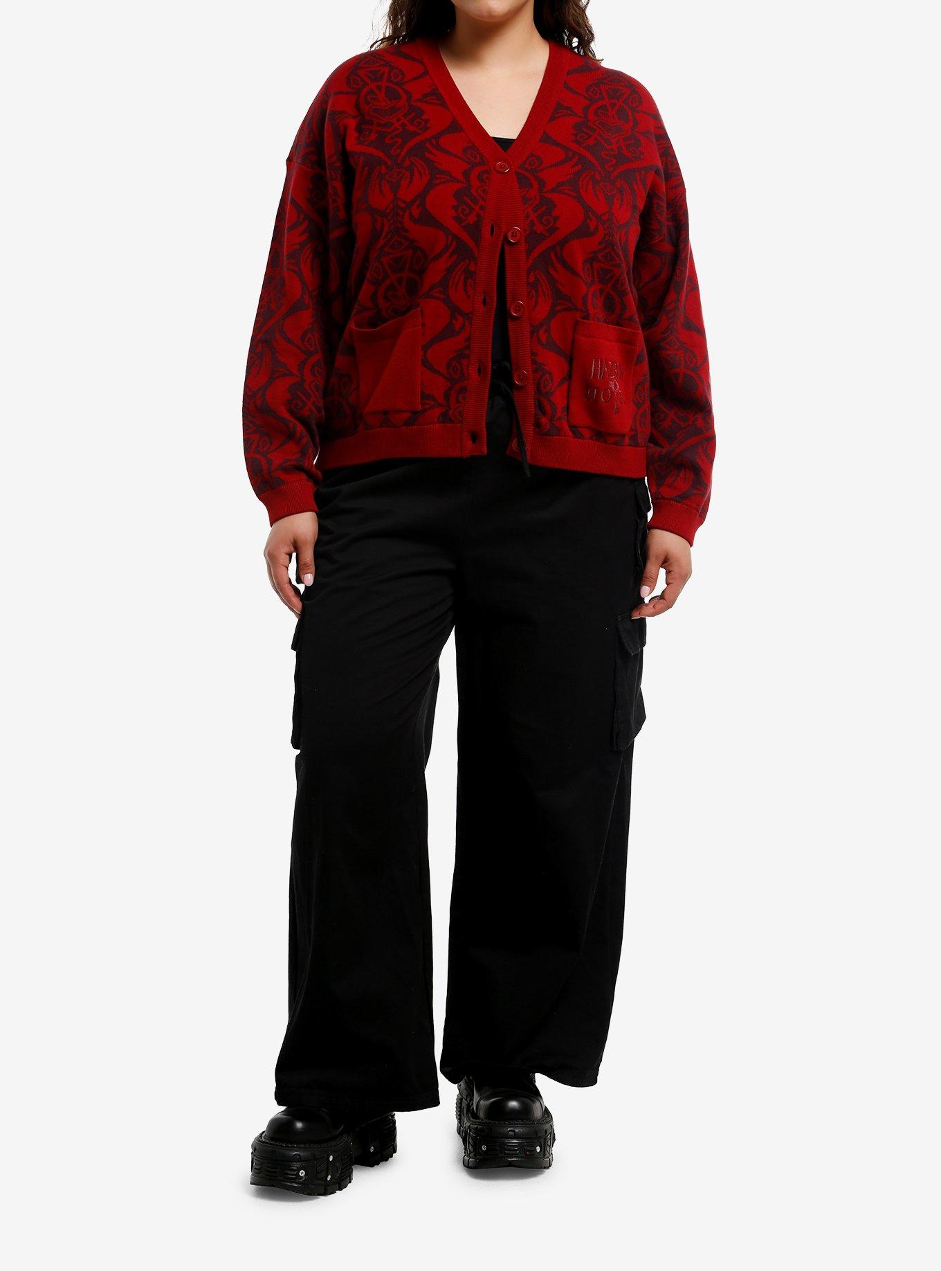 Hazbin Hotel Wallpaper Girls Crop Cardigan Plus Size, , hi-res