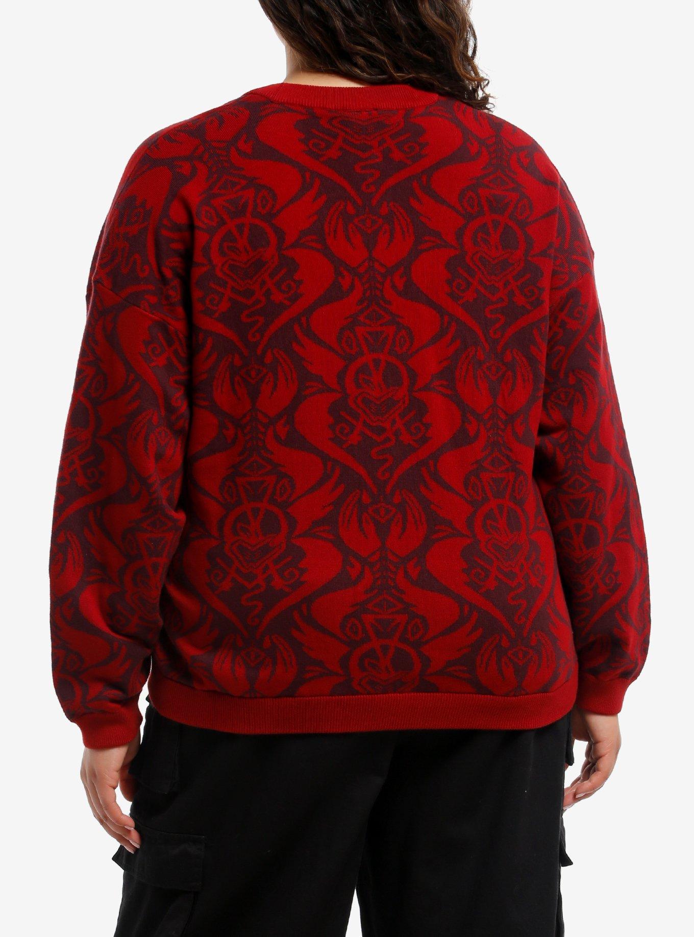 Hazbin Hotel Wallpaper Girls Crop Cardigan Plus Size, MAROON, alternate