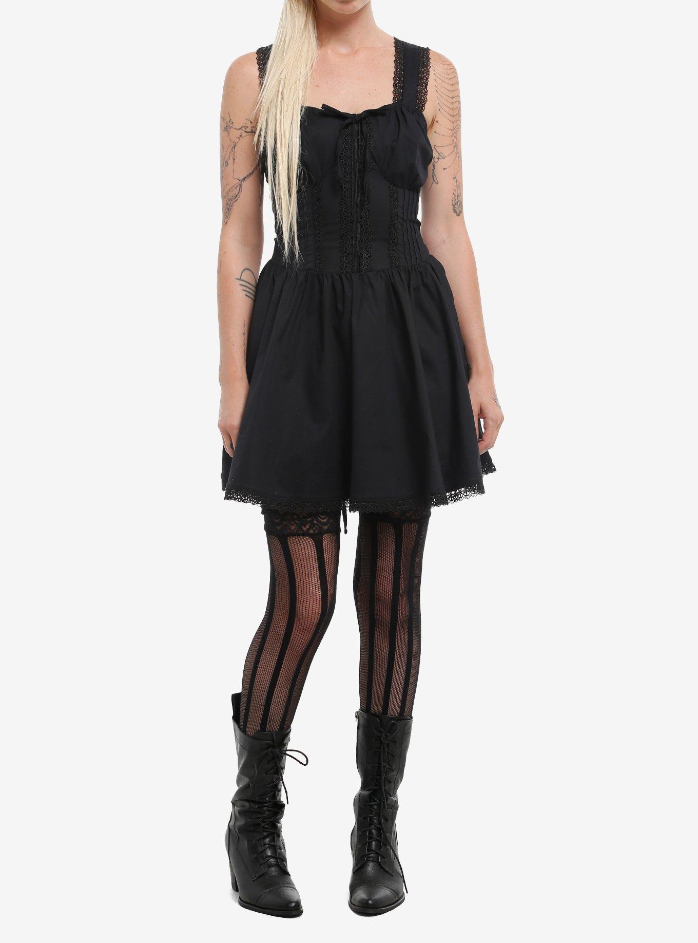 Social Collision Black Corset Mini Dress, , hi-res