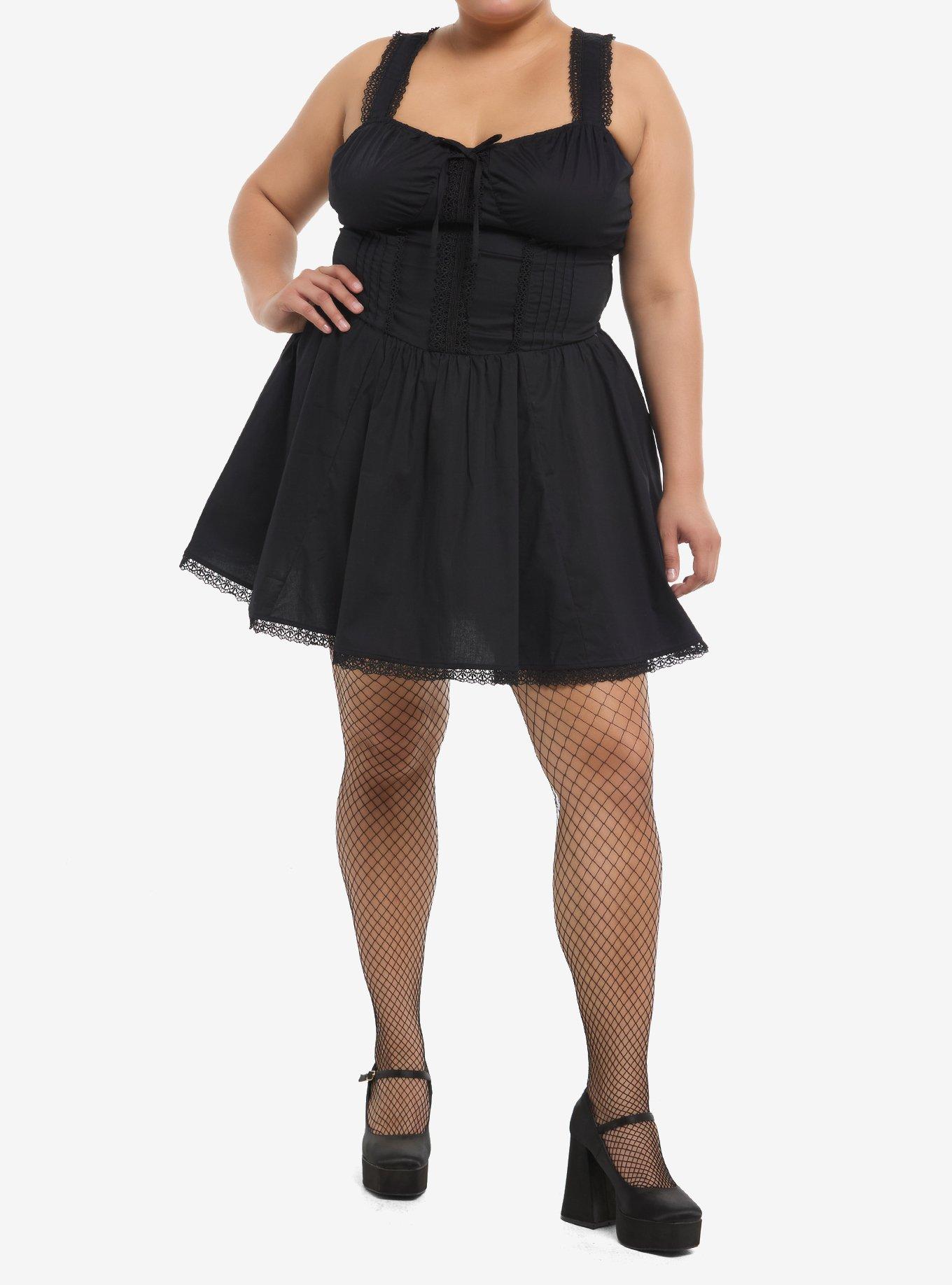 Social Collision Black Corset Mini Dress Plus Size, , hi-res