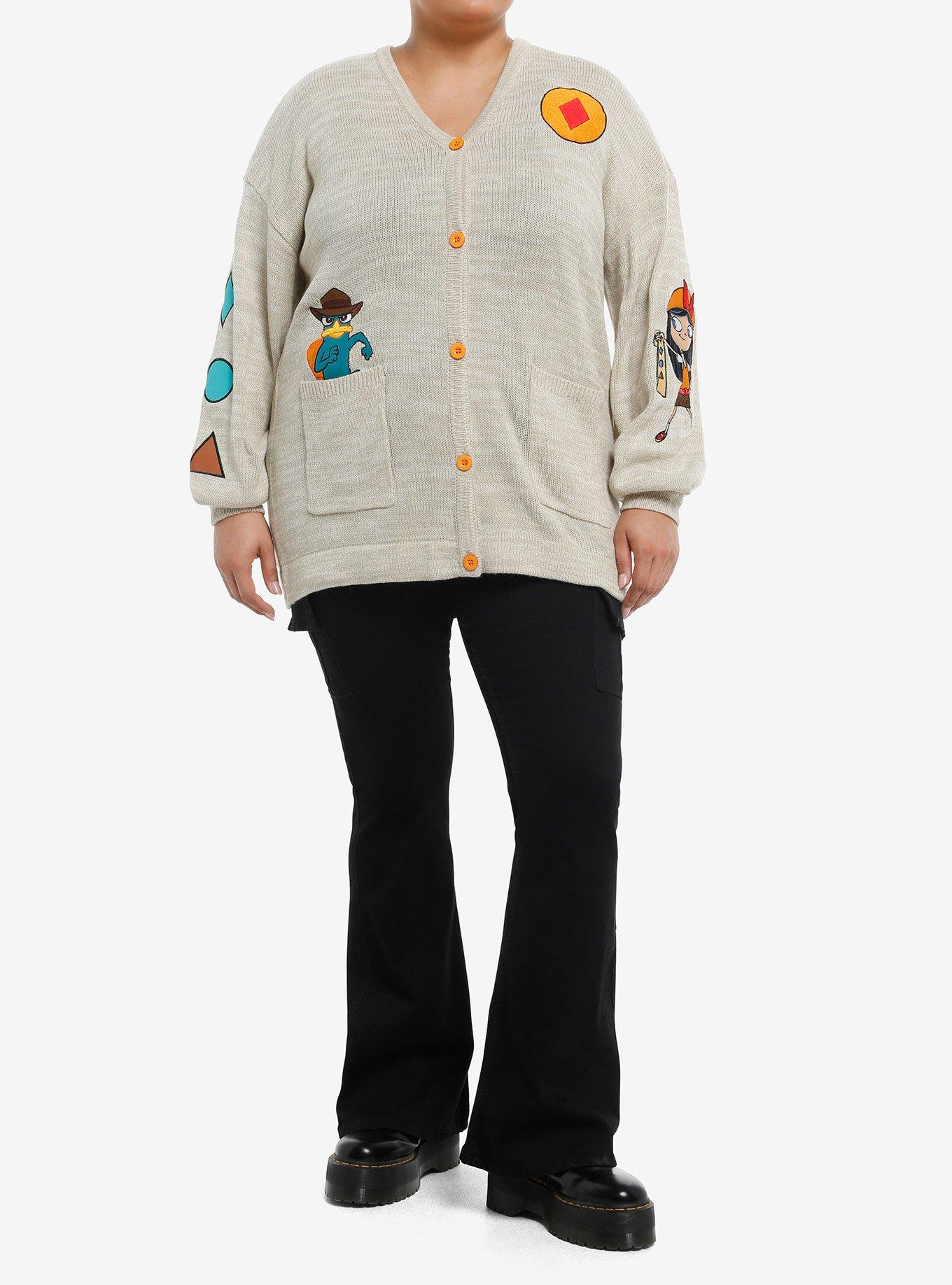 Phineas And Ferb Fireside Girls Embroidered Girls Cardigan Plus Size, MULTI, alternate