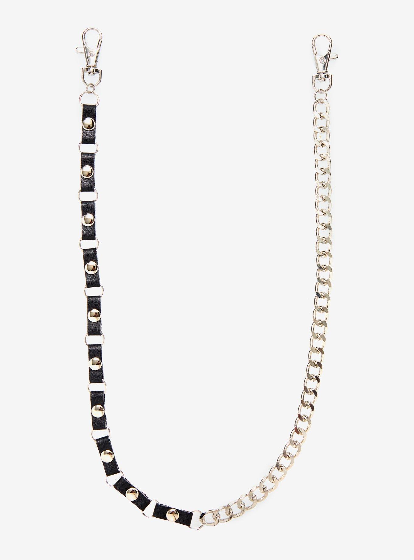 Split Chain & Faux Leather 18 Inch Wallet Chain, , hi-res