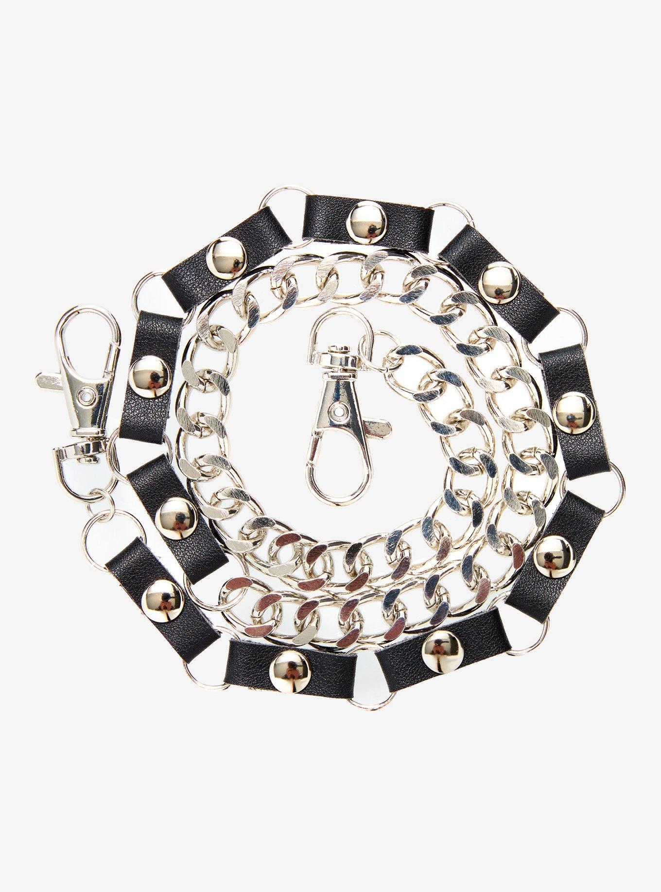 Split Chain & Faux Leather 18 Inch Wallet Chain, , alternate