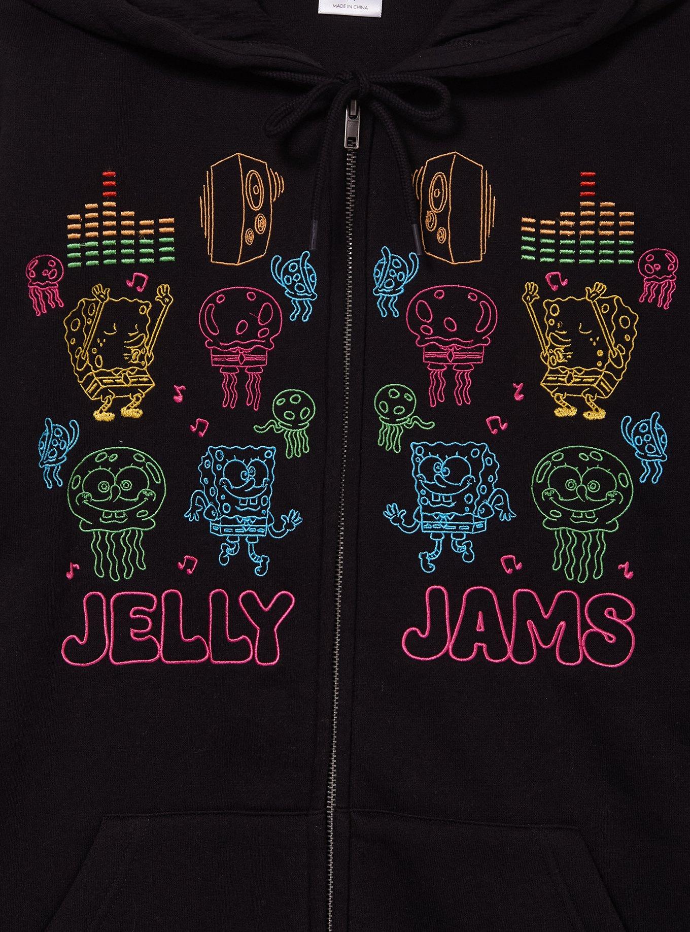 SpongeBob SquarePants Jelly Jams Embroidered Zippered Hoodie - BoxLunch Exclusive, BLACK, alternate