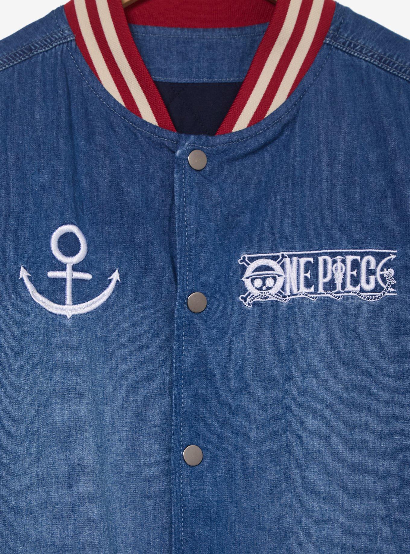 One Piece Jolly Roger Bomber Jacket &mdash; BoxLunch Exclusive, DENIM, alternate