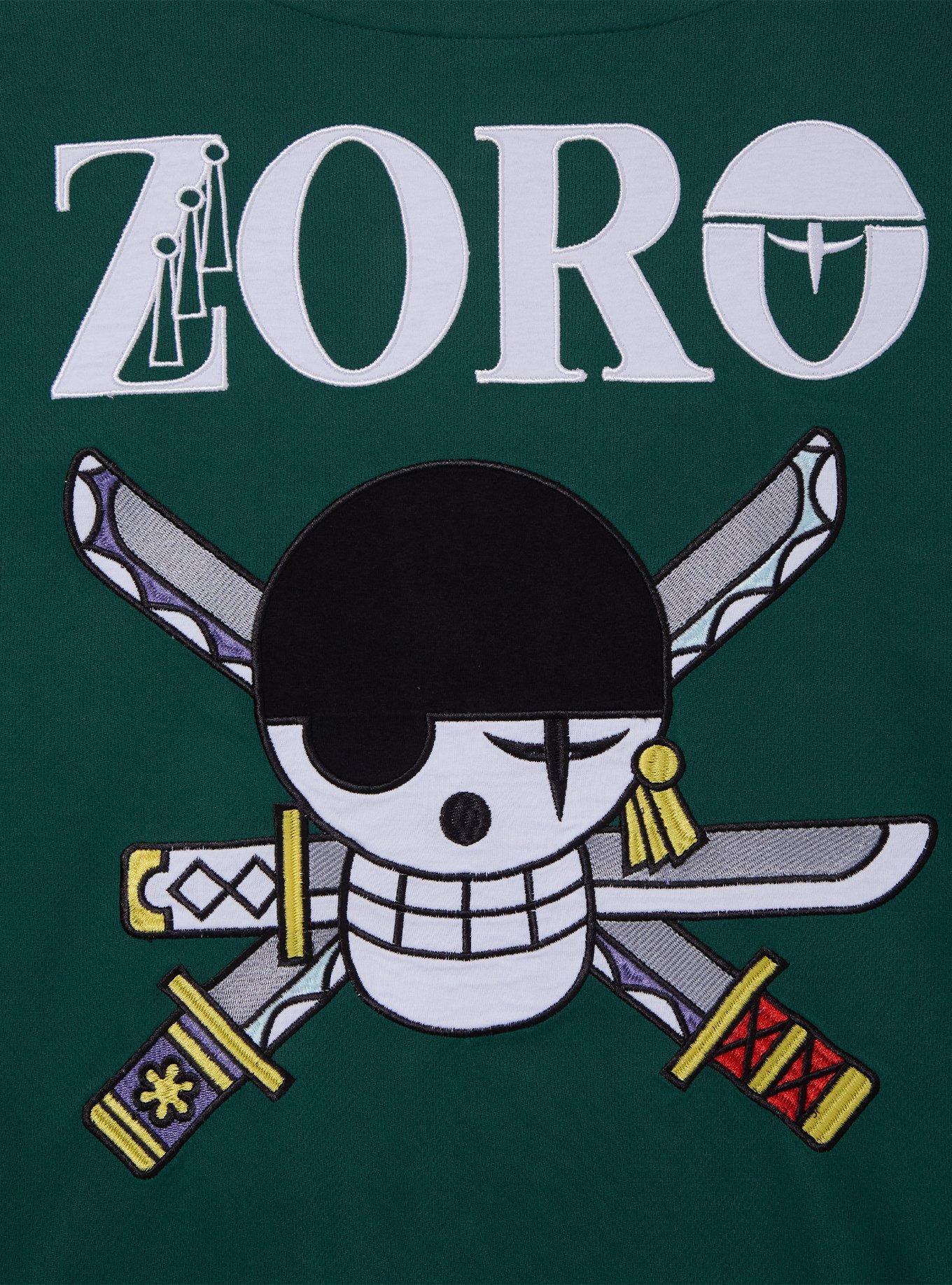One Piece Straw Hat Crew Zoro Baseball Jersey &mdash; BoxLunch Exclusive, BLACK, alternate
