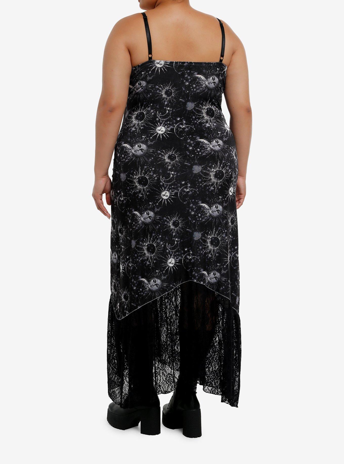 Cosmic Aura Celestial Velvet Midaxi Slip Dress Plus Size, , hi-res