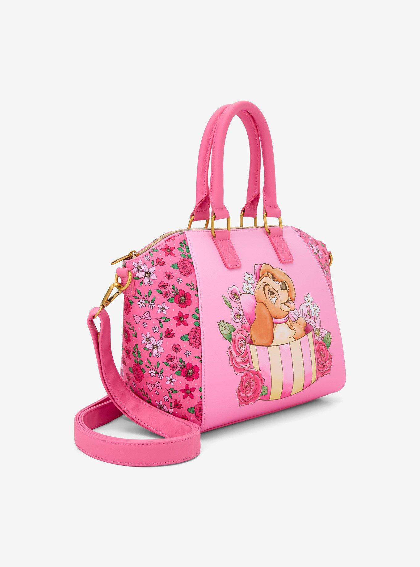 Loungefly Disney Lady And The Tramp Pink Present Satchel Bag, , hi-res