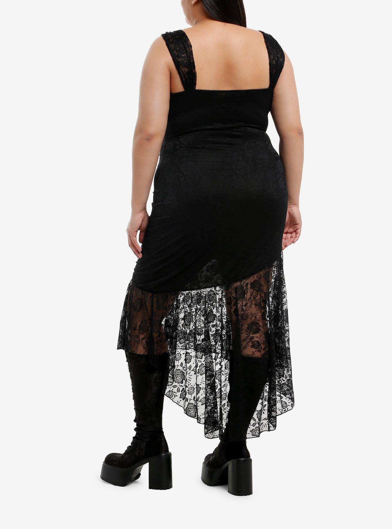 Cosmic Aura Black Lace Mermaid Midaxi Dress Plus Size, , hi-res